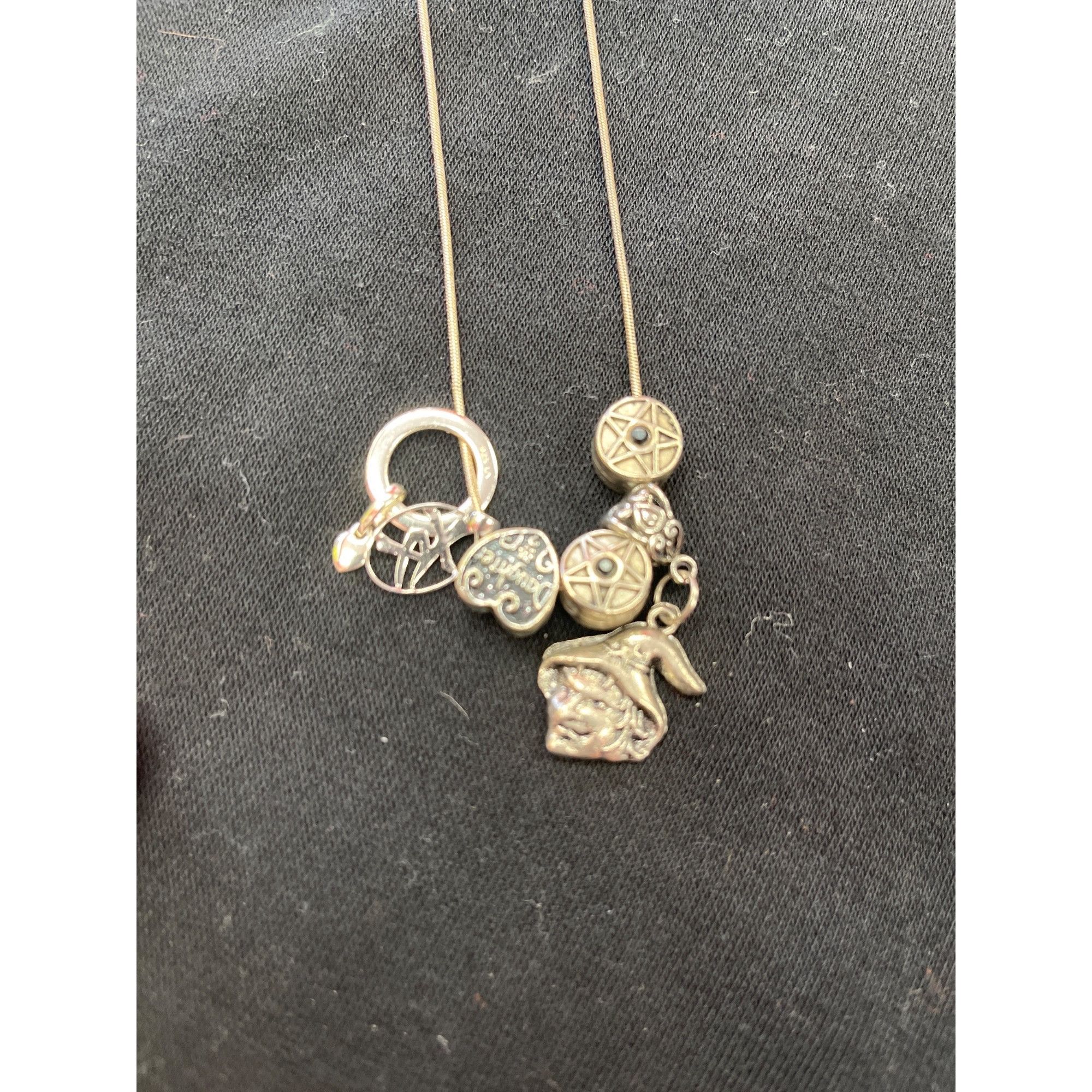 Sterling Silver Sterling silver 925 wms 14.5" necklace with 6 charms SKU 984 Size ONE SIZE - 4 Thumbnail