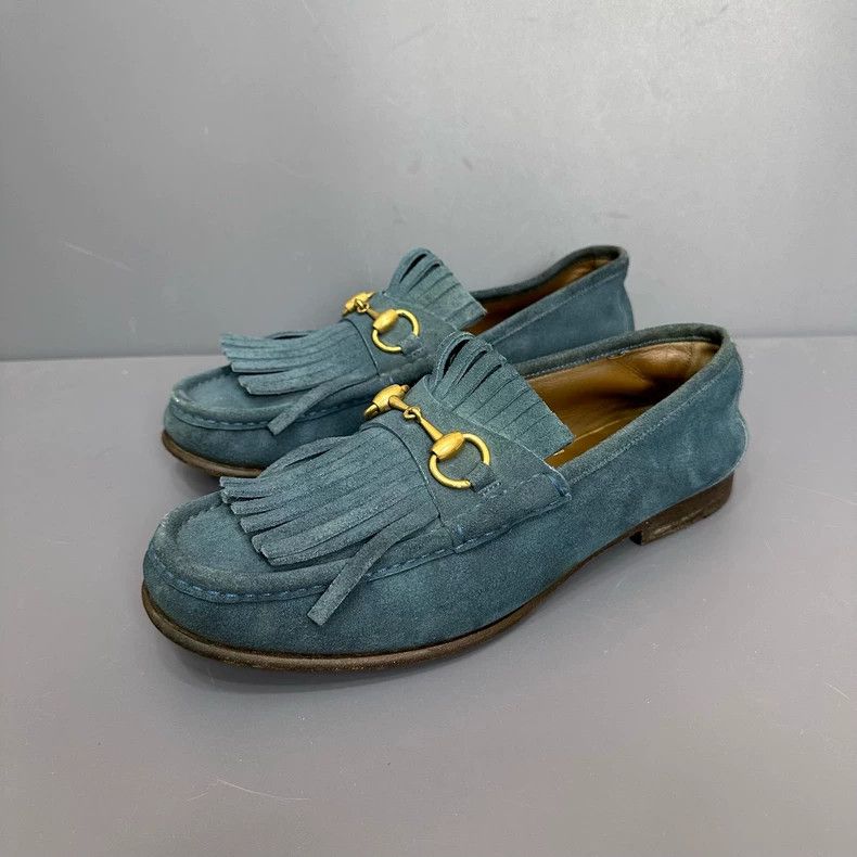 Gucci Blue Loafers with Fringe - dmc