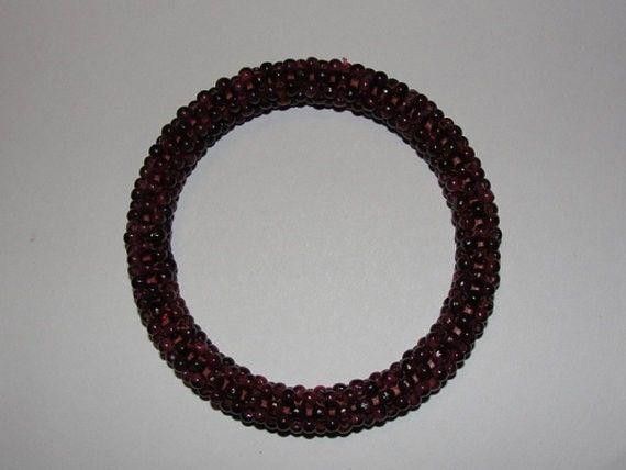 Designer Great Red Garnet Beaded Bangle Bracelet Size ONE SIZE - 3 Thumbnail
