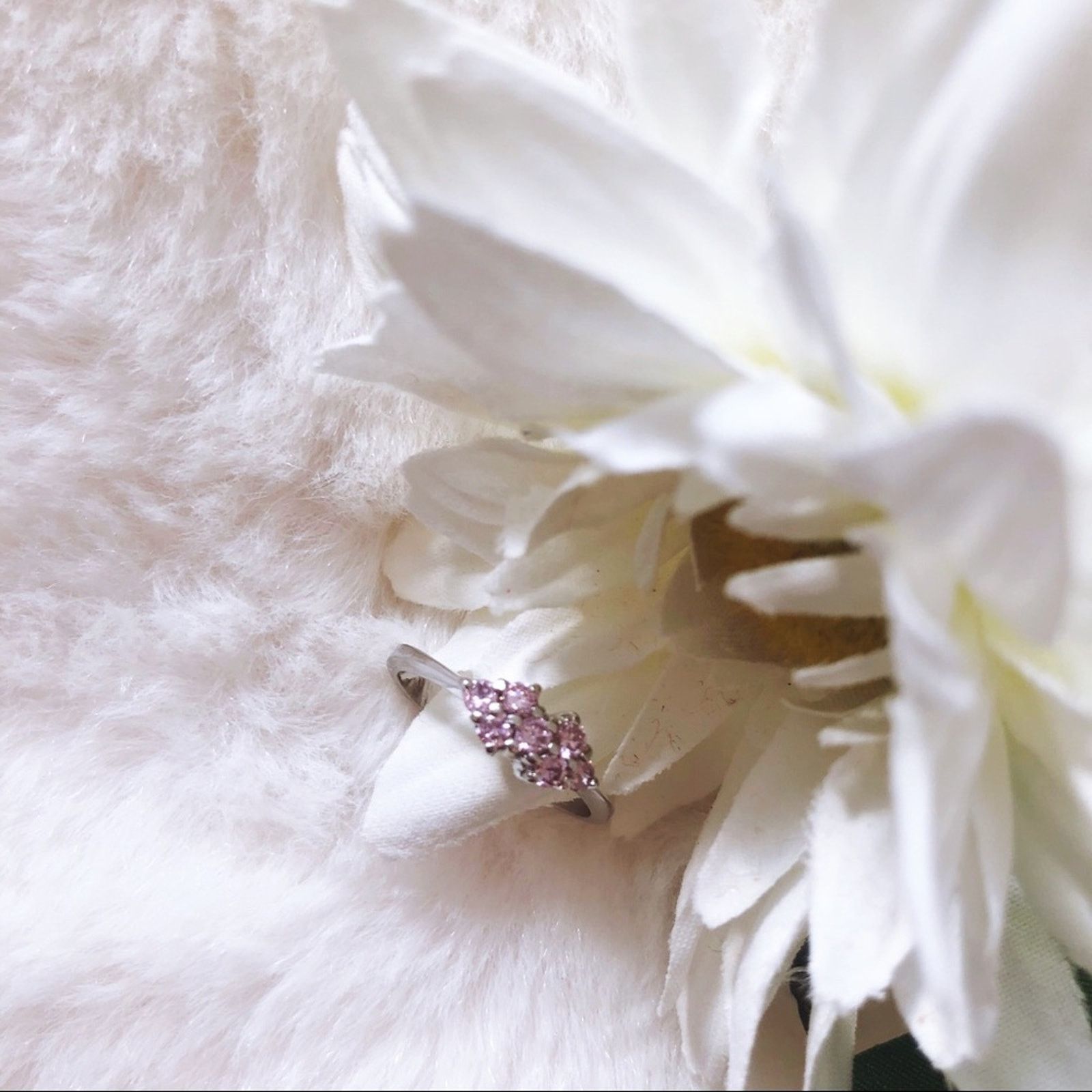 Other Sterling Silver Pink Floral Pinky Ring Size ONE SIZE - 3 Thumbnail