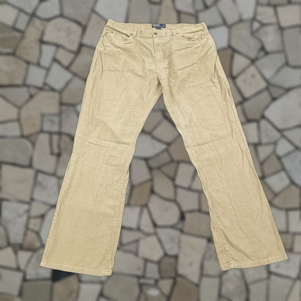 Polo Ralph Lauren VINTAGE Polo Ralph Lauren Pants Men 40x32 Corduroy Tan Straight Leg Chino Slacks Regular Inseam 32 Penned Logo Accents Mens Size US L / EU 52-54 / 3 - 1 Thumbnail