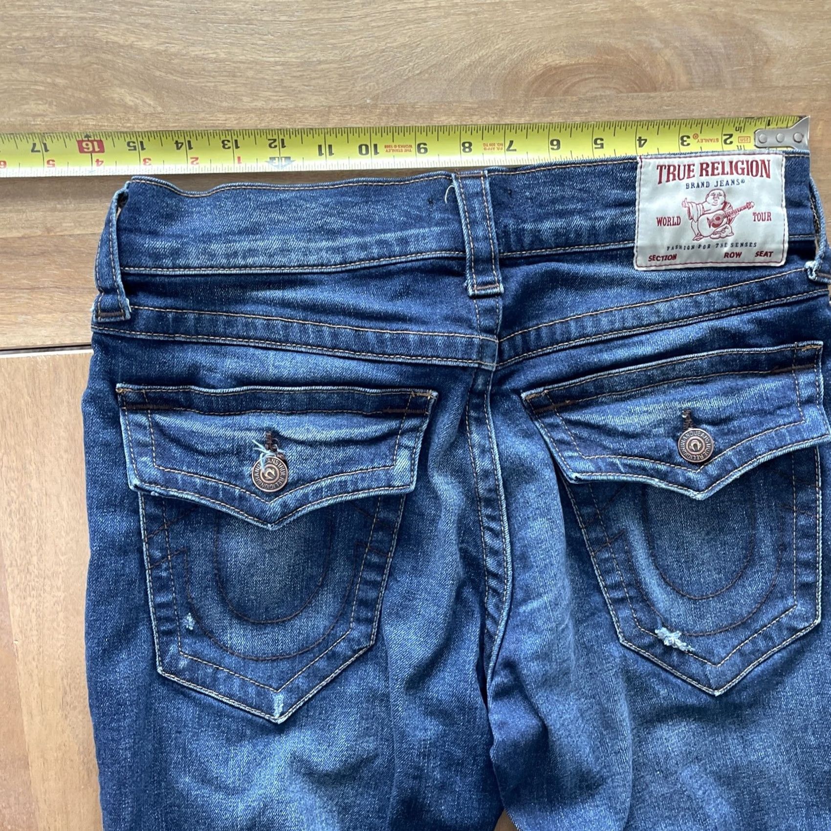 True Religion True Religion Ricky Relaxed Straight Jeans Men 30x33 Distressed Flap Pockets Y2K Denim Blue 90s Grunge Rock Logo Jeans Mens Size US 30 / EU 46 - 7 Thumbnail
