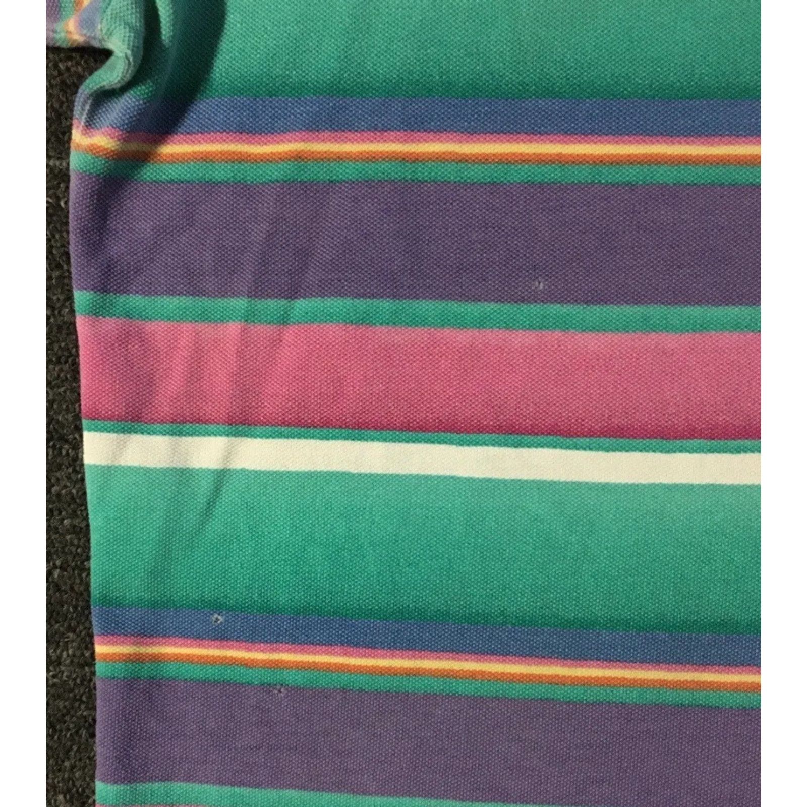 Polo Ralph Lauren VINTAGE Polo Ralph Lauren Shirt L Purple Green Pink Striped 90s Polo Button-Up Short Sleeve Mens Vintage Surf Skate Vaporwave USA Beach Grunge 80s 90s Size US L / EU 52-54 / 3 - 4 Thumbnail