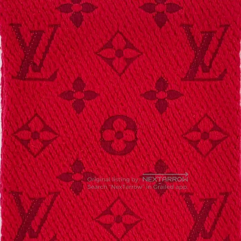 Louis Vuitton Louis Vuitton Red logo jacquard full print wool fringe sca Size ONE SIZE - 2 Thumbnail