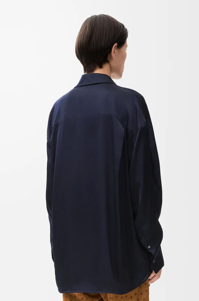 Loewe o1loc1c0525 Draped Shirt in Silk in Navy Blue Size XS / US 0-2 / IT 36-38 - 4 Thumbnail