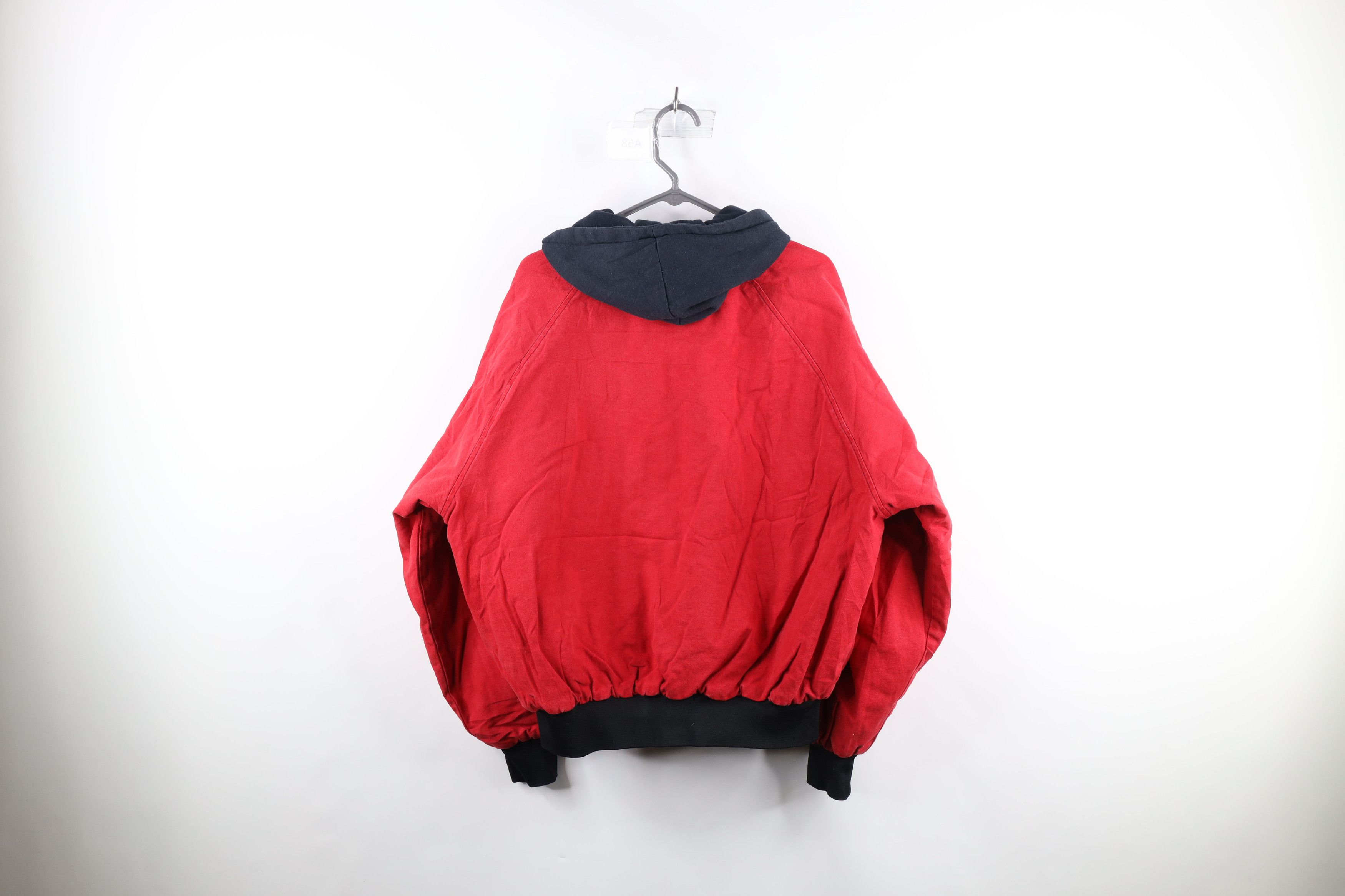 Vintage Vintage 90s Streetwear Lined Hooded Canvas Jacket Red USA Size US XL / EU 56 / 4 - 13 Thumbnail