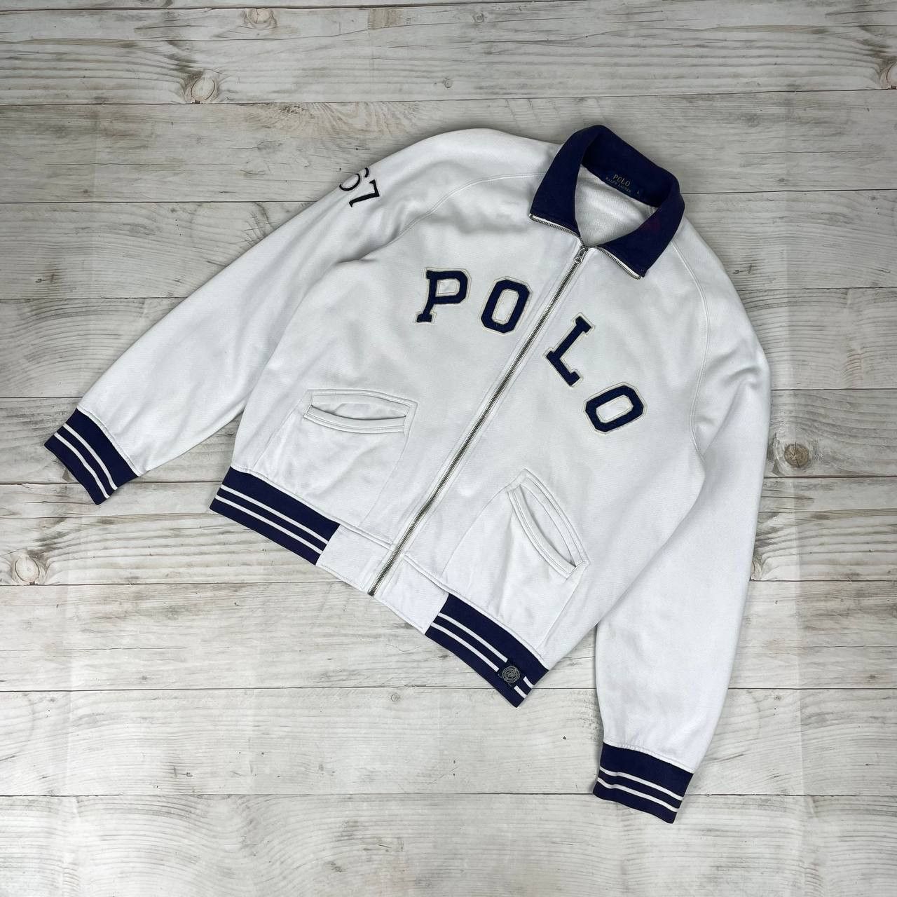 Polo Ralph Lauren Vintage Polo Ralph Lauren Sweatshirt Full Zip Varsity Jacket Size US L / EU 52-54 / 3 - 1 Thumbnail