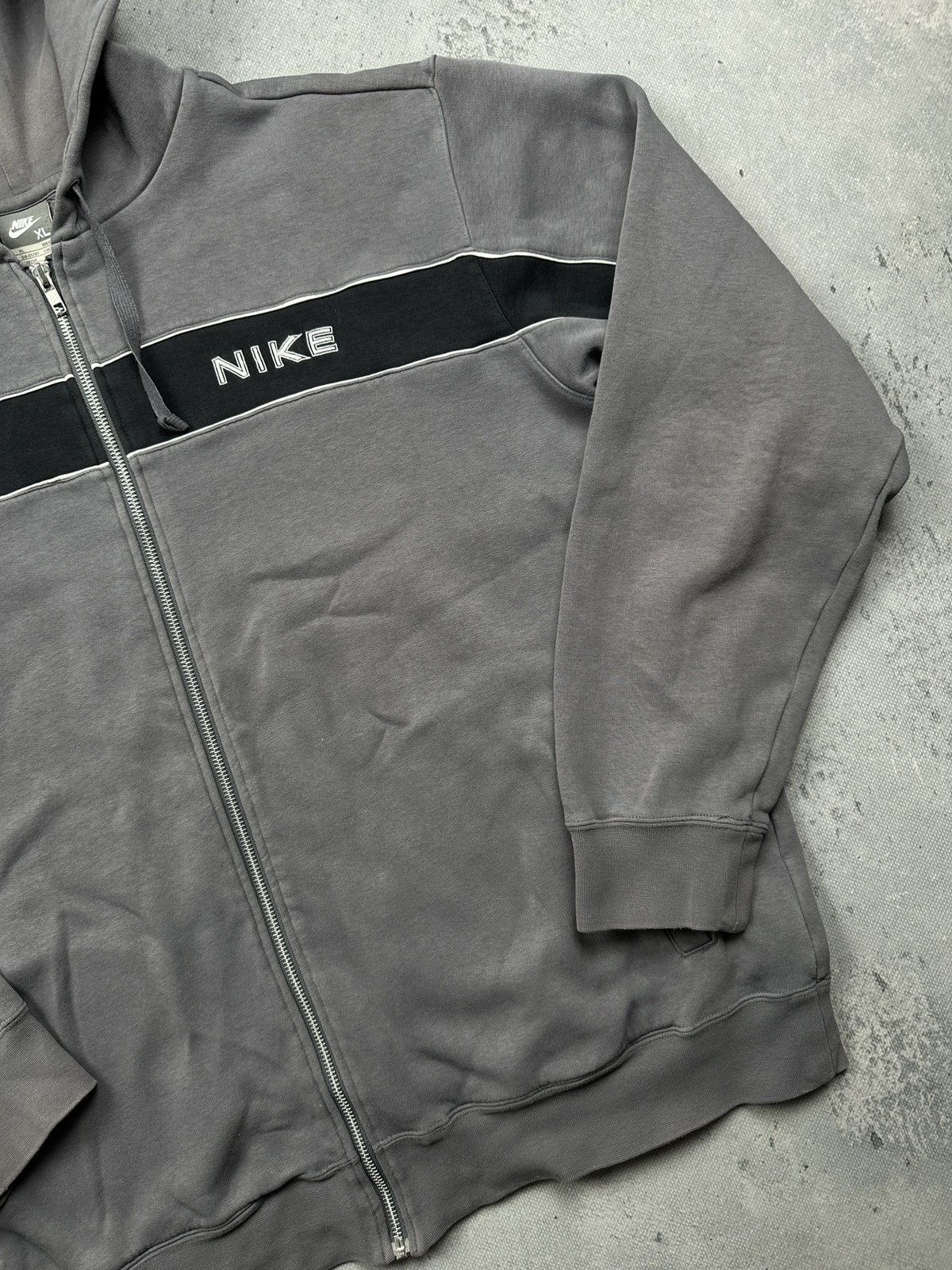 Nike Vintage Nike Grey Full-Zip Hoodie Contrast Stripe Panel 90s Size US XL / EU 56 / 4 - 3 Thumbnail
