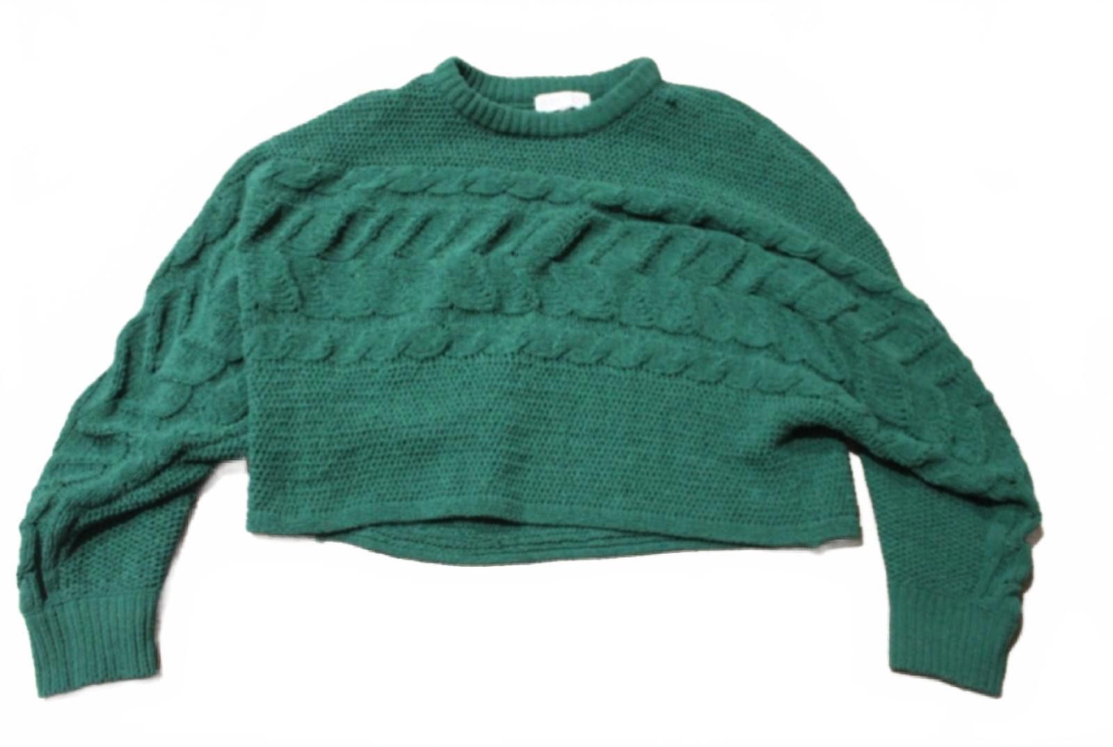 Other Planet Gold Green Cable Knit Cropped Sweater XL Size XL / US 12-14 / IT 48-50 - 2 Thumbnail