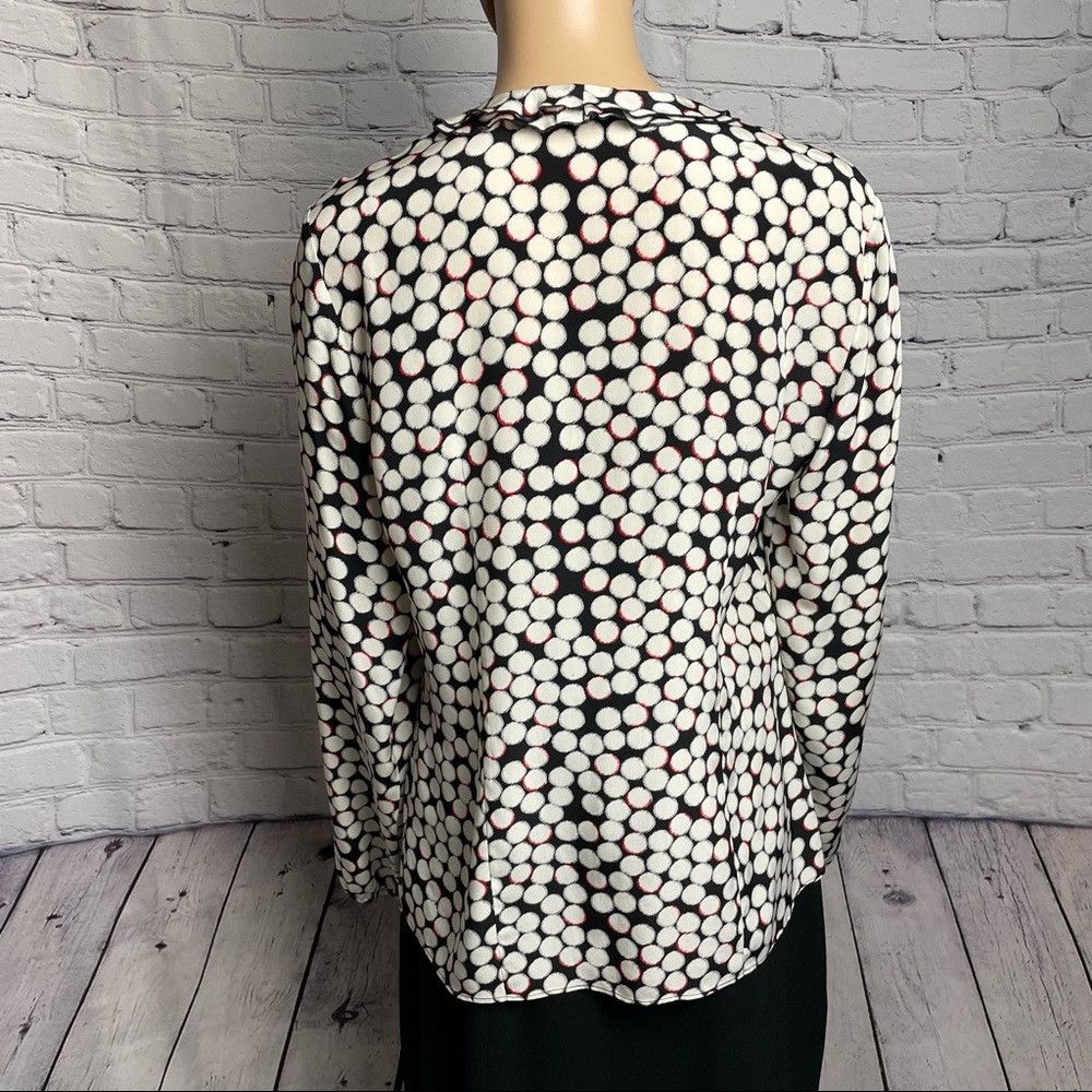 Elie Tahari T Tahari Silk Ruffles Black White Dots Blouse Size S Size S / US 4 / IT 40 - 4 Thumbnail