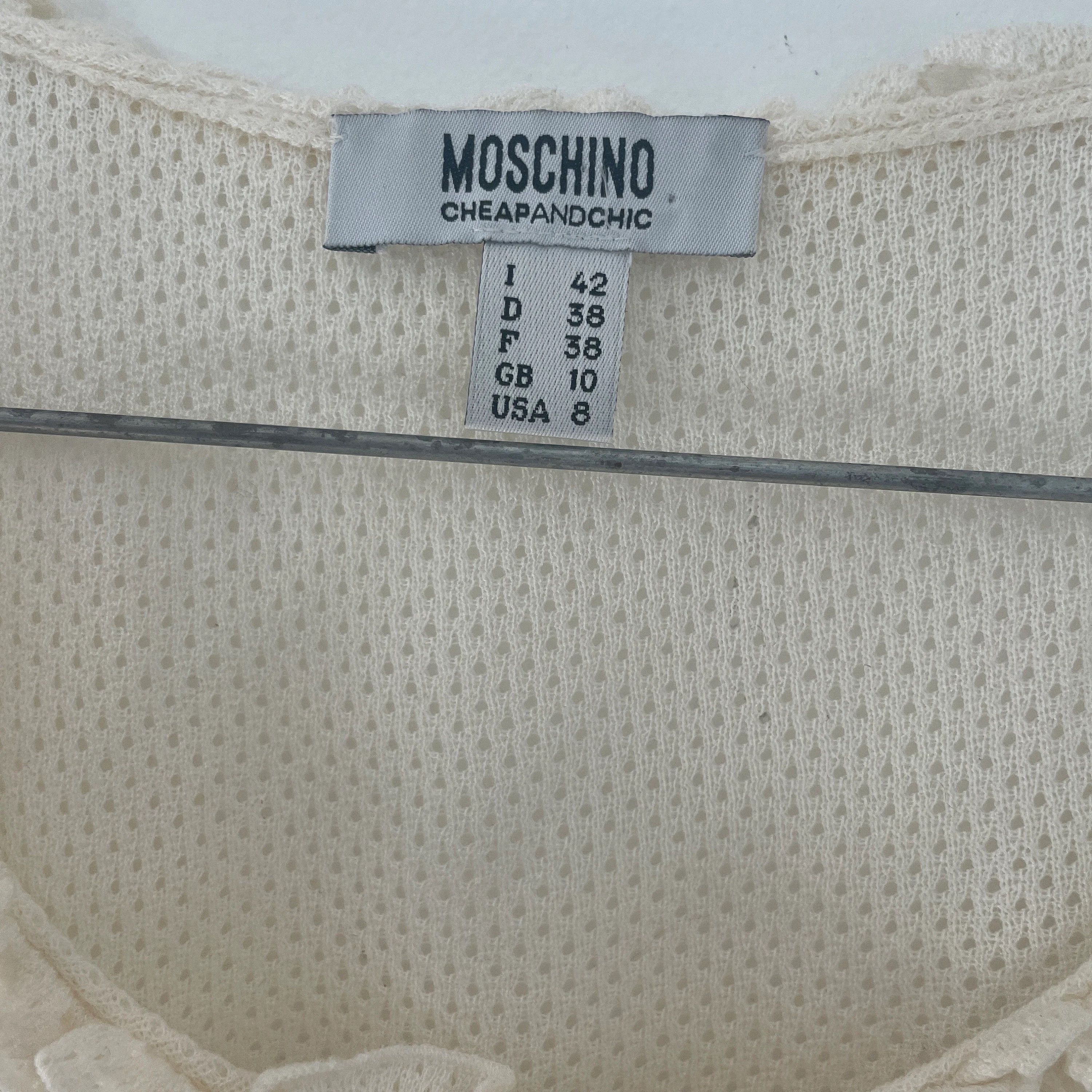 Moschino Moschino bow cream mesh jersey frilly tank top cotton shirt Size M / US 6-8 / IT 42-44 - 6 Thumbnail