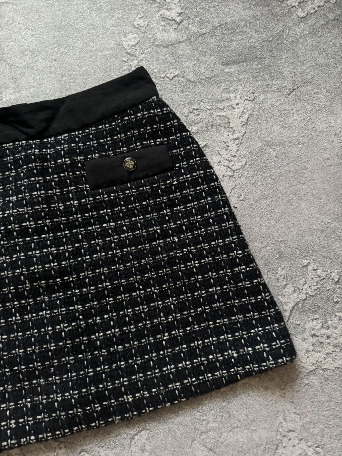 Designer × Sandro Sandro 1 tweed mini skirt chekered dark blue Size 25" / US 0 / IT 36 - 6 Thumbnail