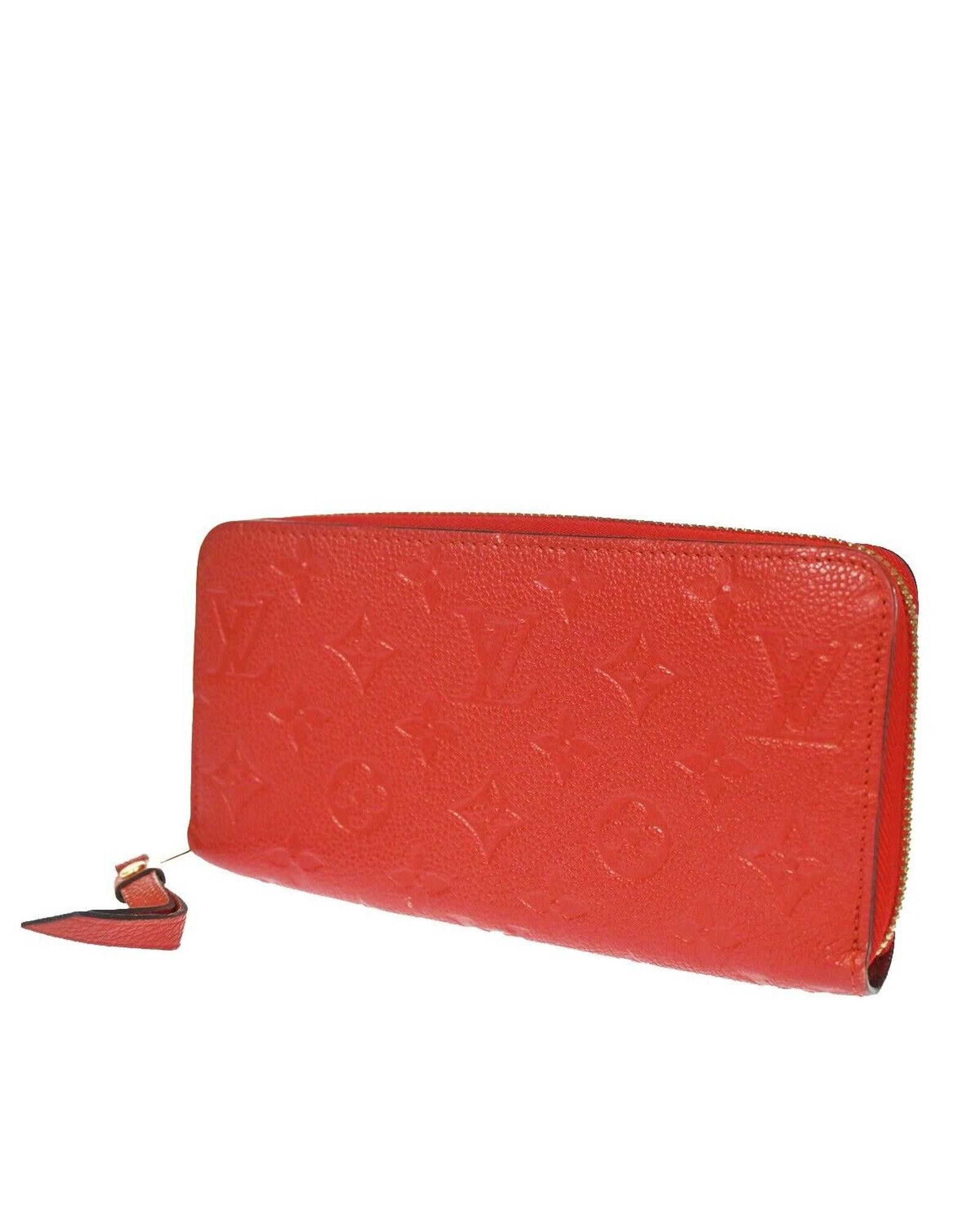 image of Louis Vuitton Red Leather Zippered Wallet, Women's