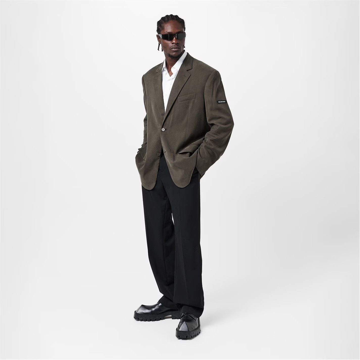 Balenciaga o1g2r1mq0226 Structured Tailored Blazer In Khaki Size US M / EU 48-50 / 2 - 5 Thumbnail
