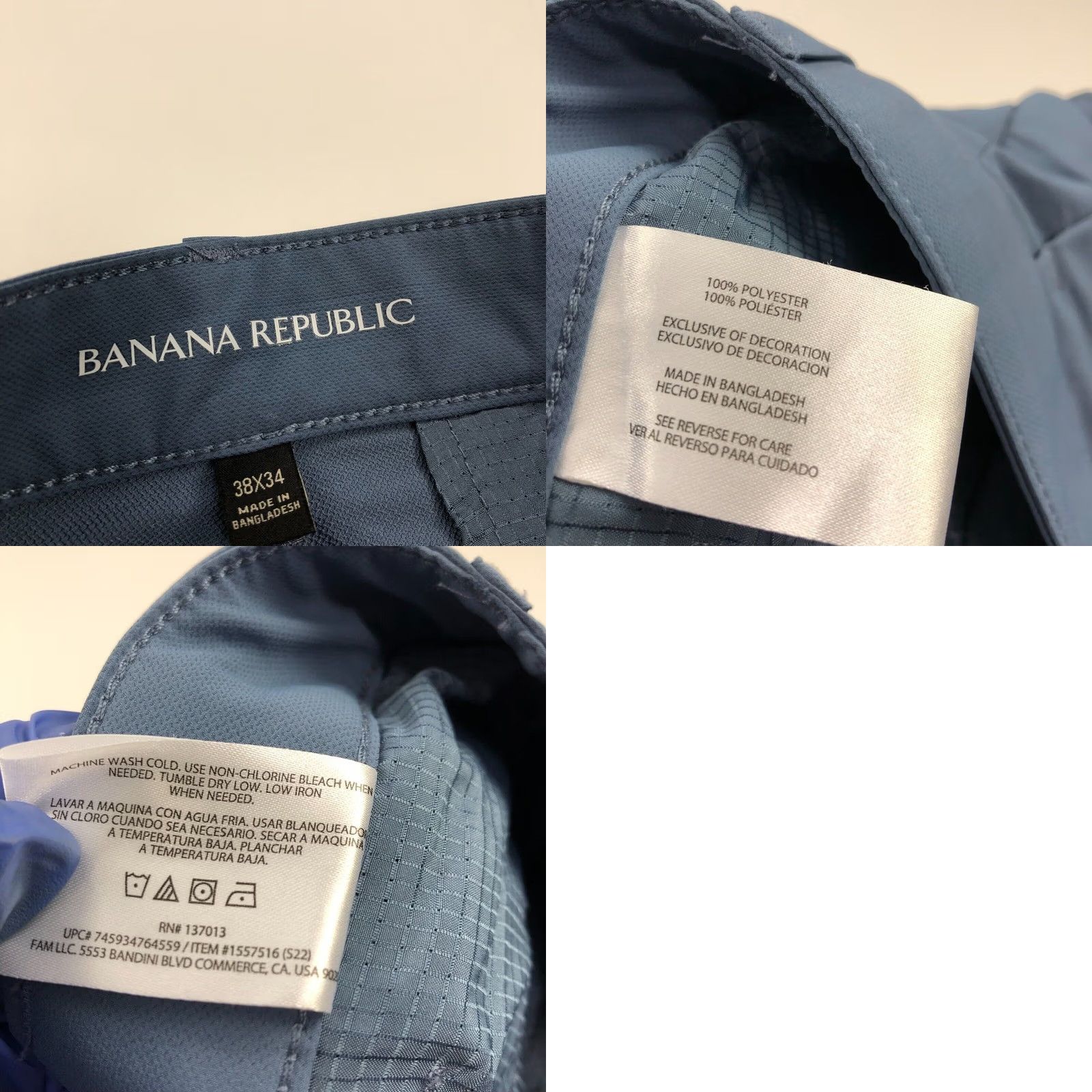 Banana Republic Banana Republic Chino Pants 38x34 Flat Front Tech Stretch Button Belt Loops Blue Regular Men’s Pants 38 W 34 L Modern American Size US 38 / EU 54 - 8 Thumbnail