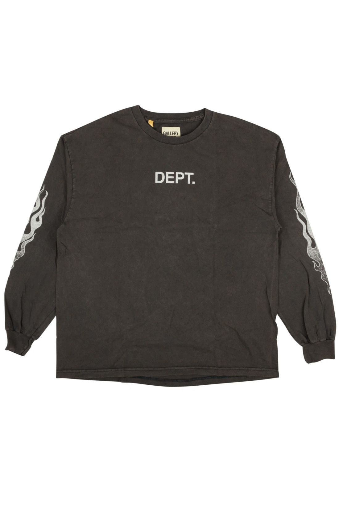 image of Gallery Dept Grey Flames Logo Long Sleeve T-Shirt Size L, Men's