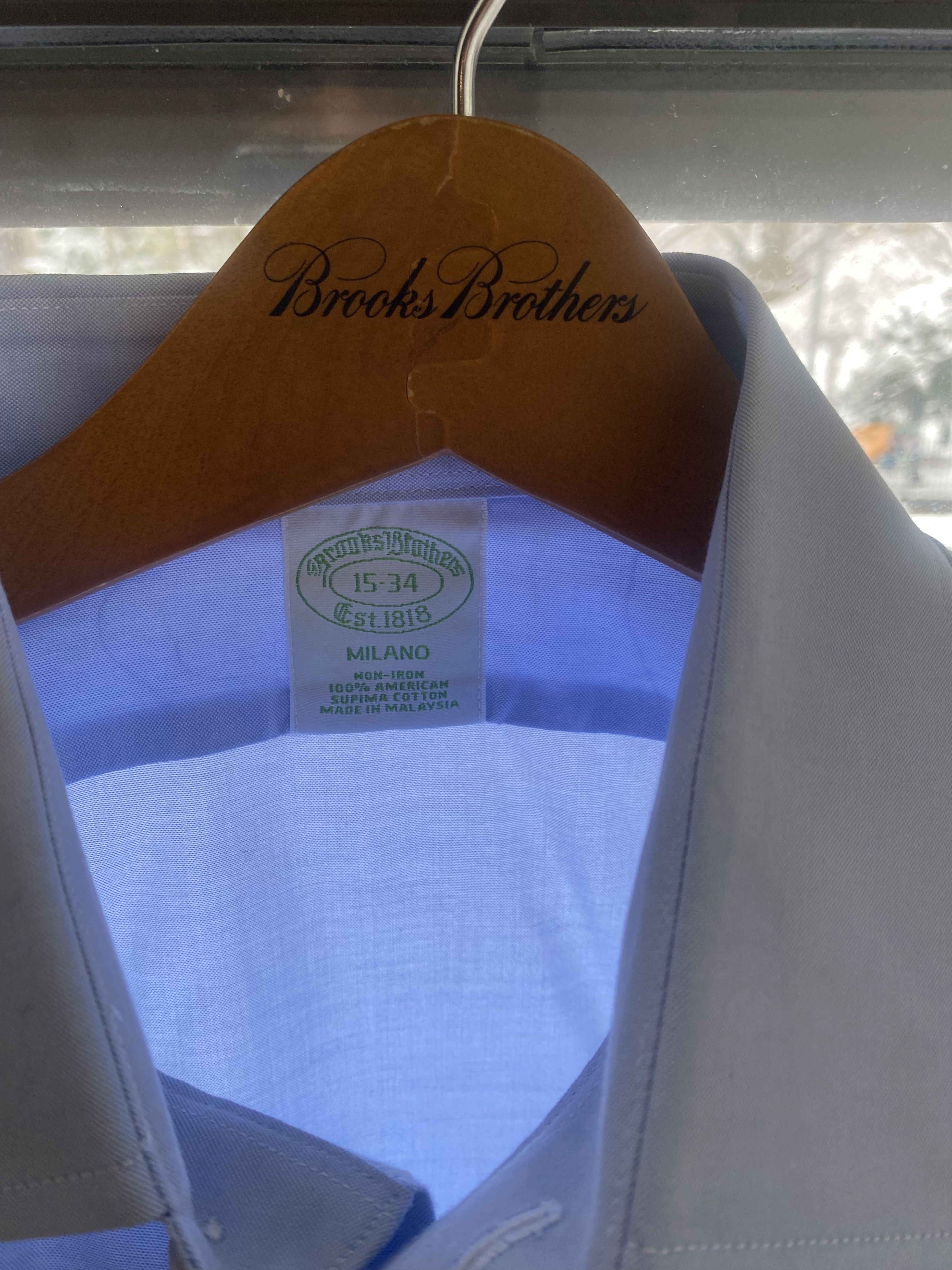 Brooks Brothers Brooks Brothers' Blue Stretch Supima® Non-Iron Oxford Shirt Size US S / EU 44-46 / 1 - 6 Thumbnail