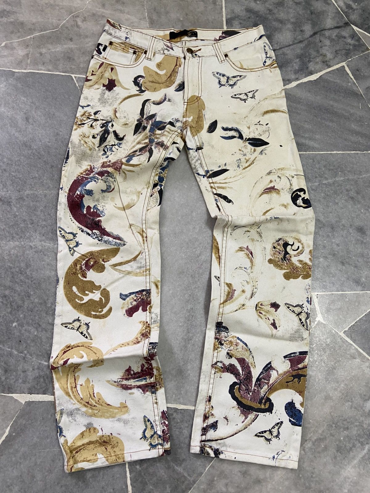 Just Cavalli Juat Cavali Floral Print Flared denim jeans Size US 32 / EU 48 - 10 Thumbnail
