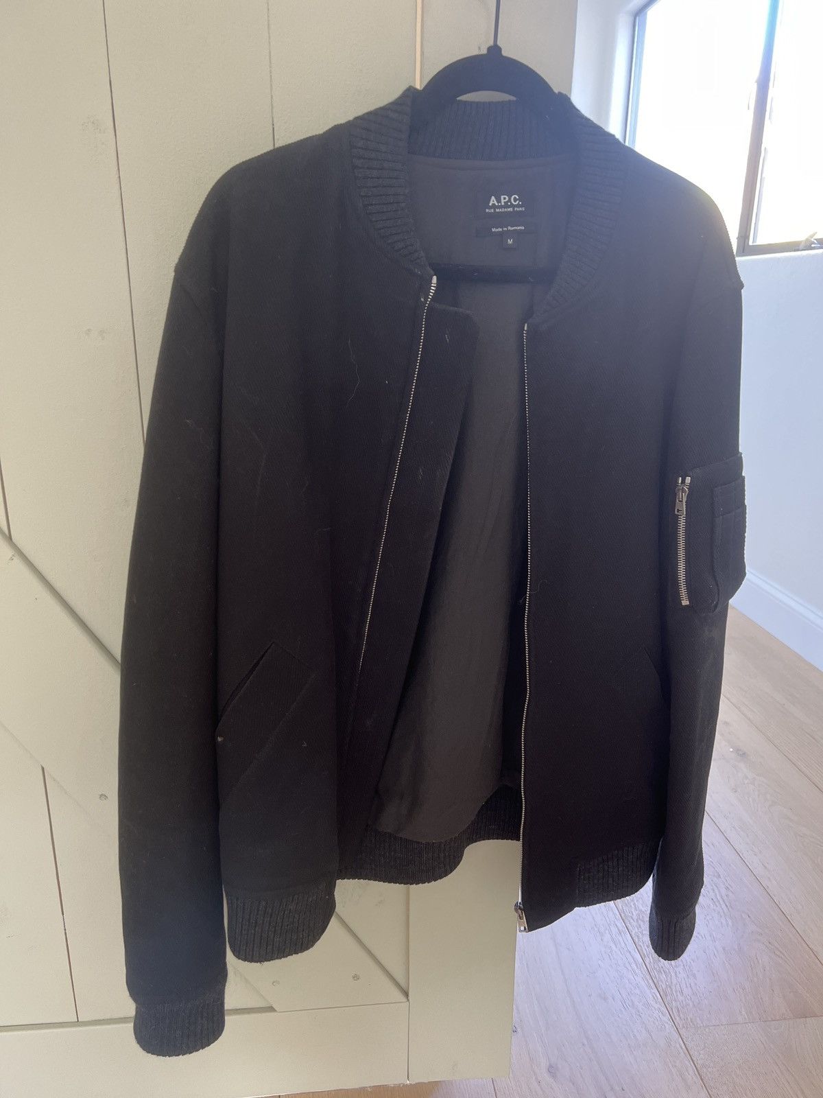 A.P.C. A.P.C. Black Bomber Jacket – Minimal Parisian Style Size US M / EU 48-50 / 2 - 1 Thumbnail