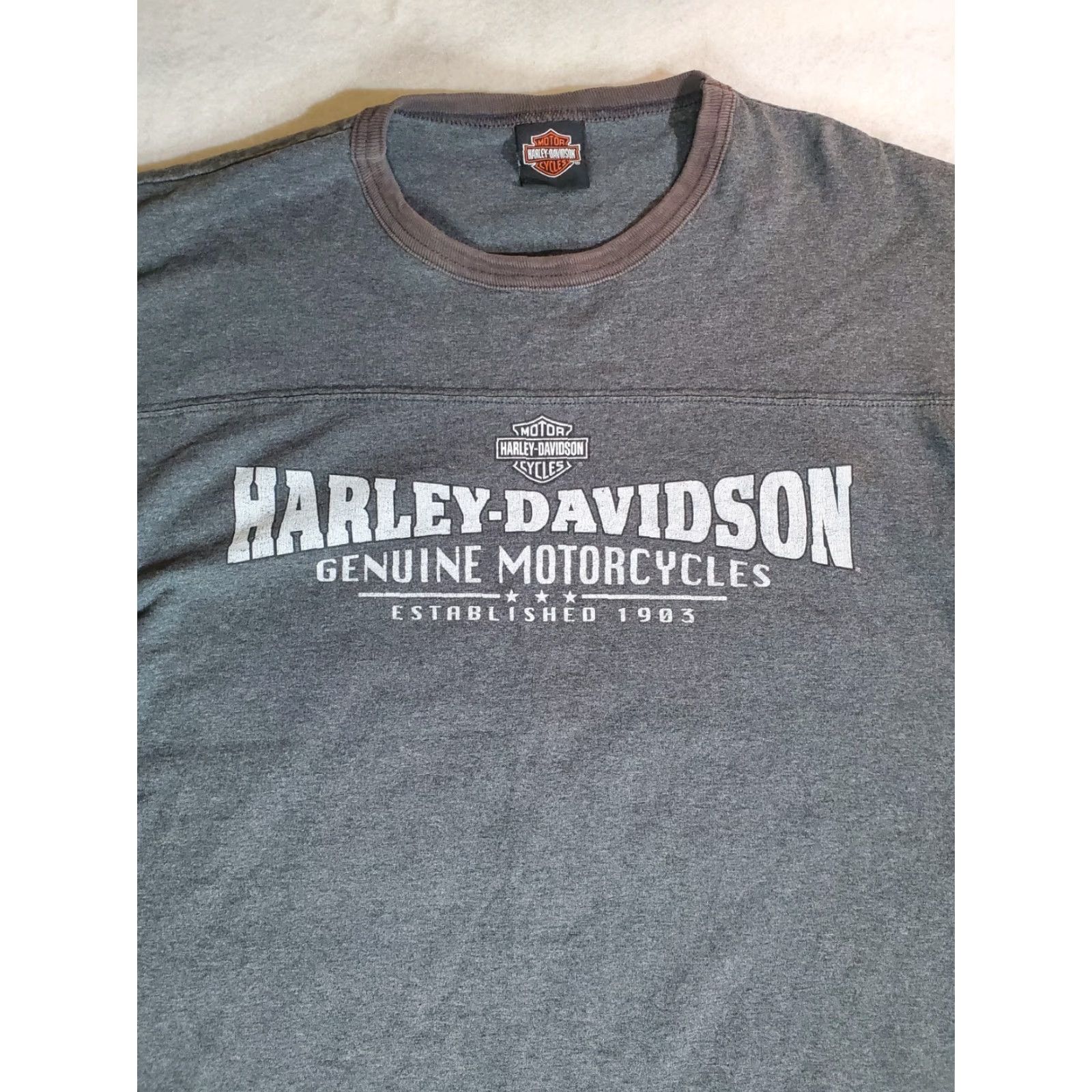 Harley Davidson Harley-Davidson Signature T-shirt Mens XL Gray Short Sleeve Crew Neck Size XL Regular Fit Size US XL / EU 56 / 4 - 2 Thumbnail