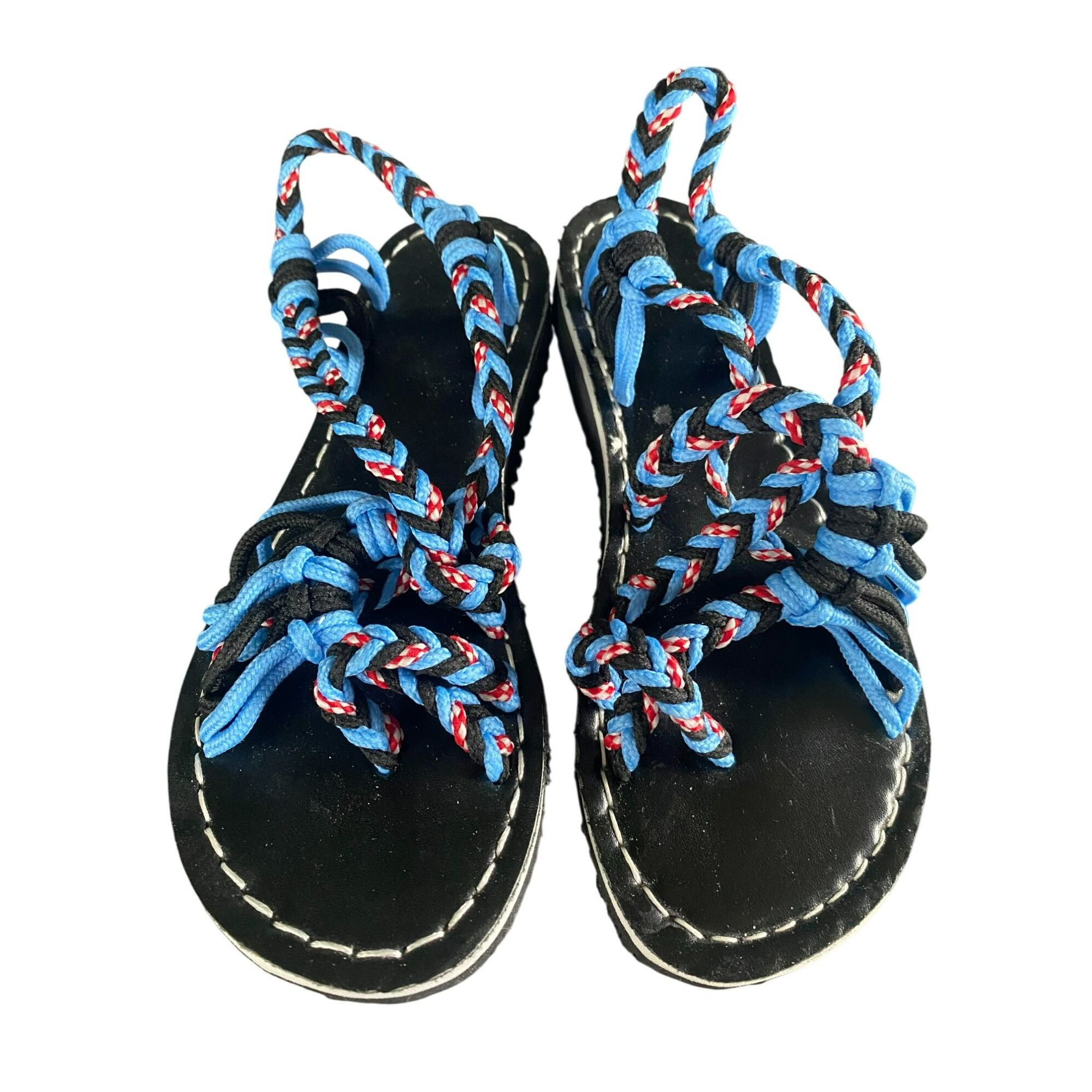 Other Womens Braided Rope Sandals Size 37 7.5 Black Blue & Red Acc Size US 7 / IT 37 - 1 Thumbnail