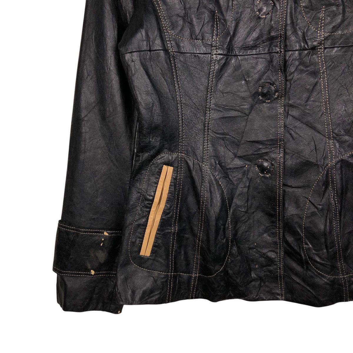 Japanese Brand 📌Vintage Biker Leather Jacket Doney Casa Issey Miyake Size US M / EU 48-50 / 2 - 5 Thumbnail