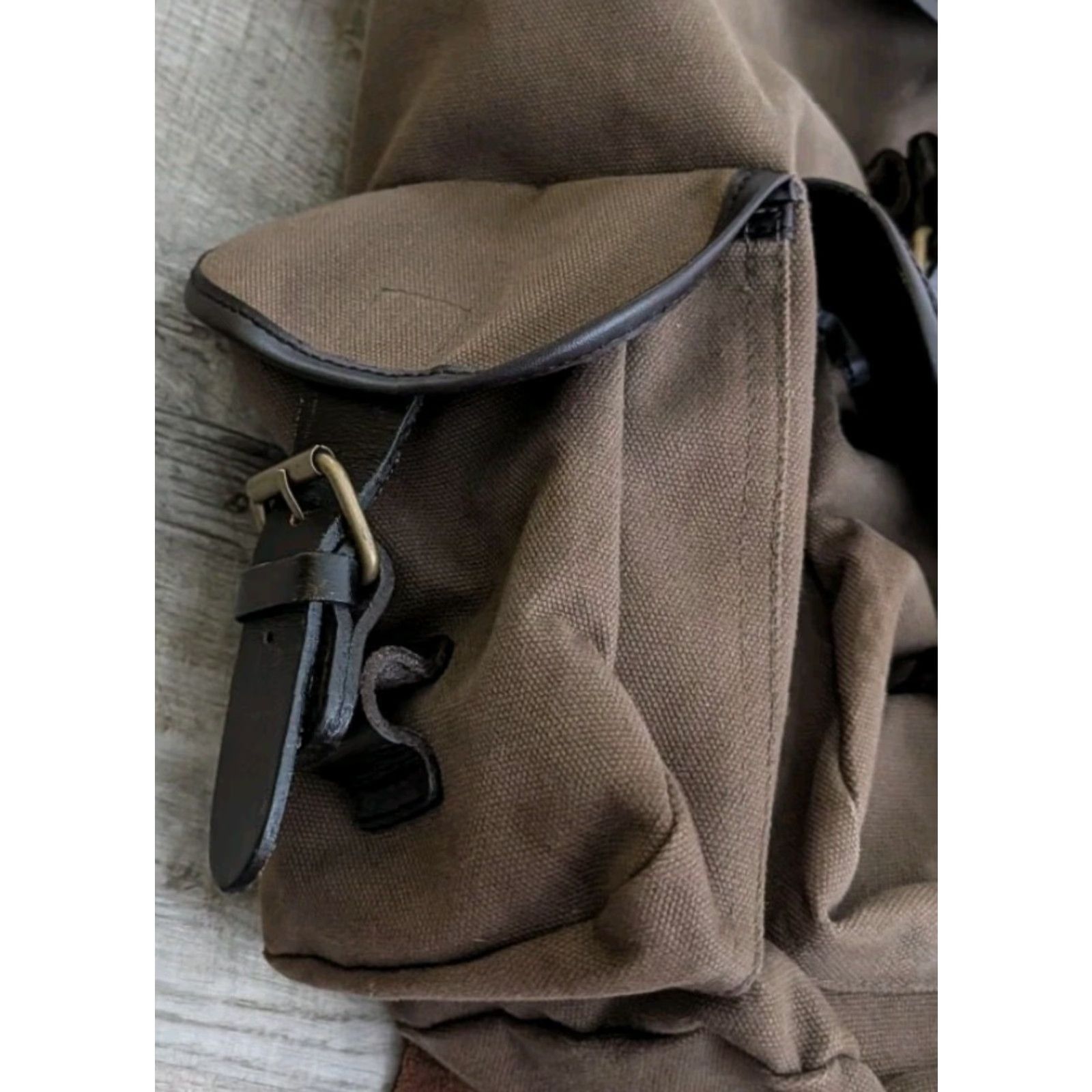 Gap VINTAGE Gap Backpack Canvas Military Multi Pocket Leather Trim Bag Size ONE SIZE - 5 Thumbnail
