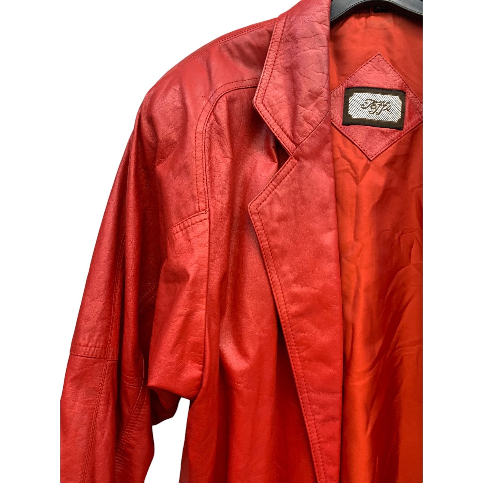 Toffs Vintage Toff's Red Leather Jacket SZ M/ 39 Size M / US 6-8 / IT 42-44 - 4 Thumbnail