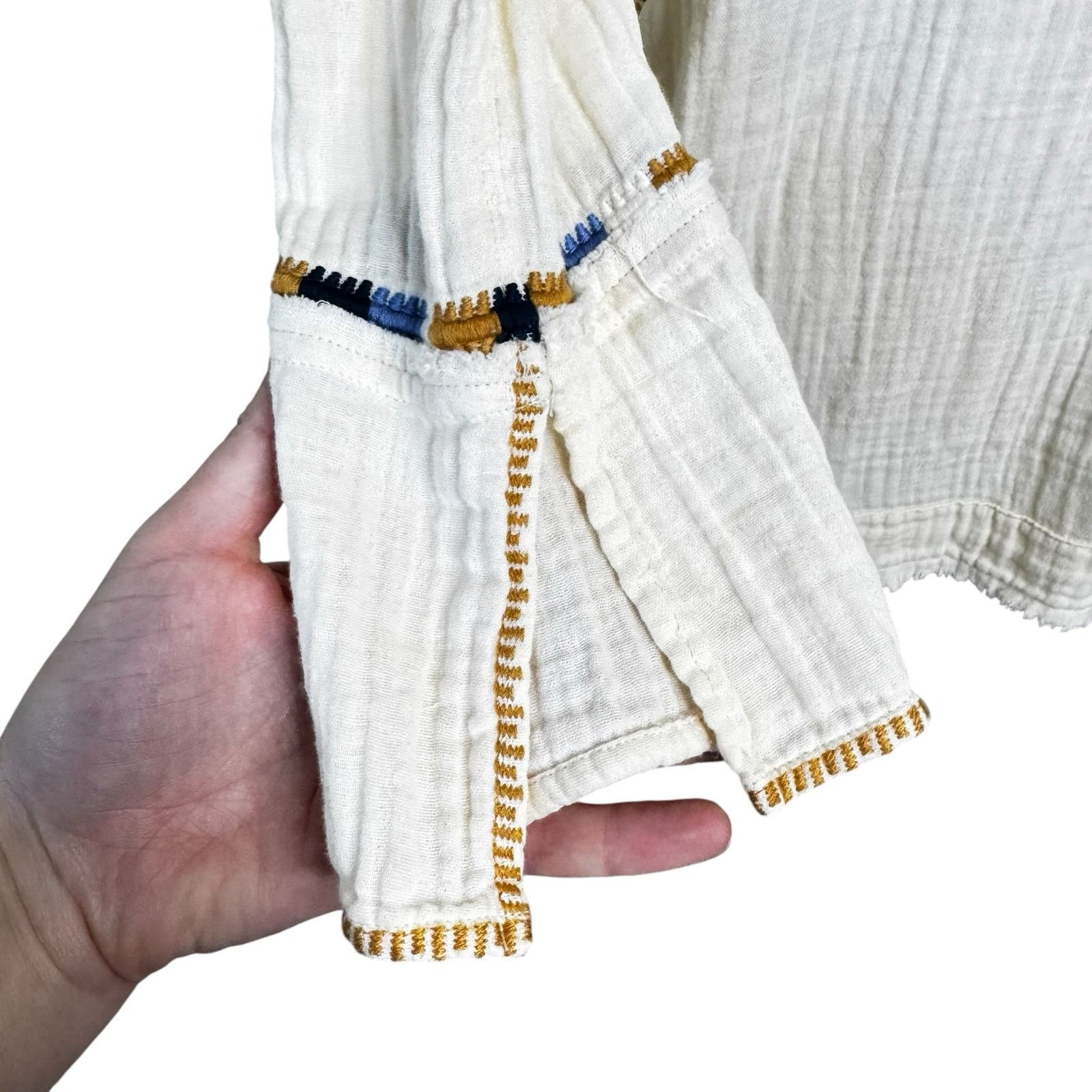 Johnny Was JOHNNY WAS Mars Cotton Gauze Embroidered and Beaded Blouse Size XS / US 0-2 / IT 36-38 - 5 Thumbnail