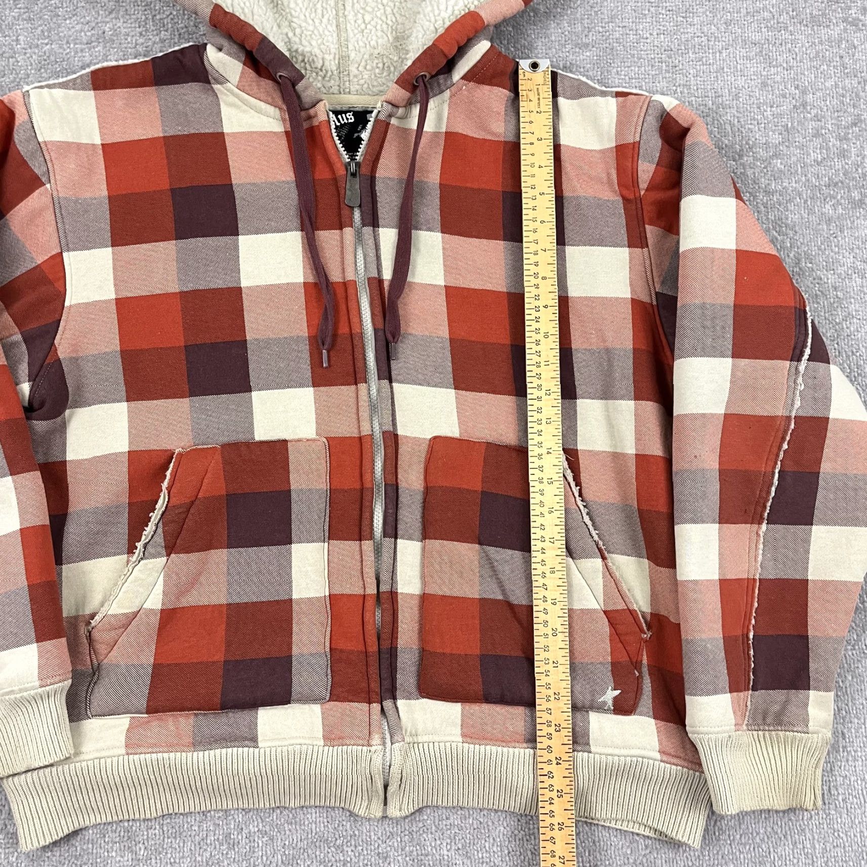 Vintage Surplus Jacket Mens XL Red Plaid Sherpa Lined Grunge Hooded Full Zip Y2K Seasonal Style, Classic Outdoor Skater Casual Men’s Jacket Size US XL / EU 56 / 4 - 4 Thumbnail