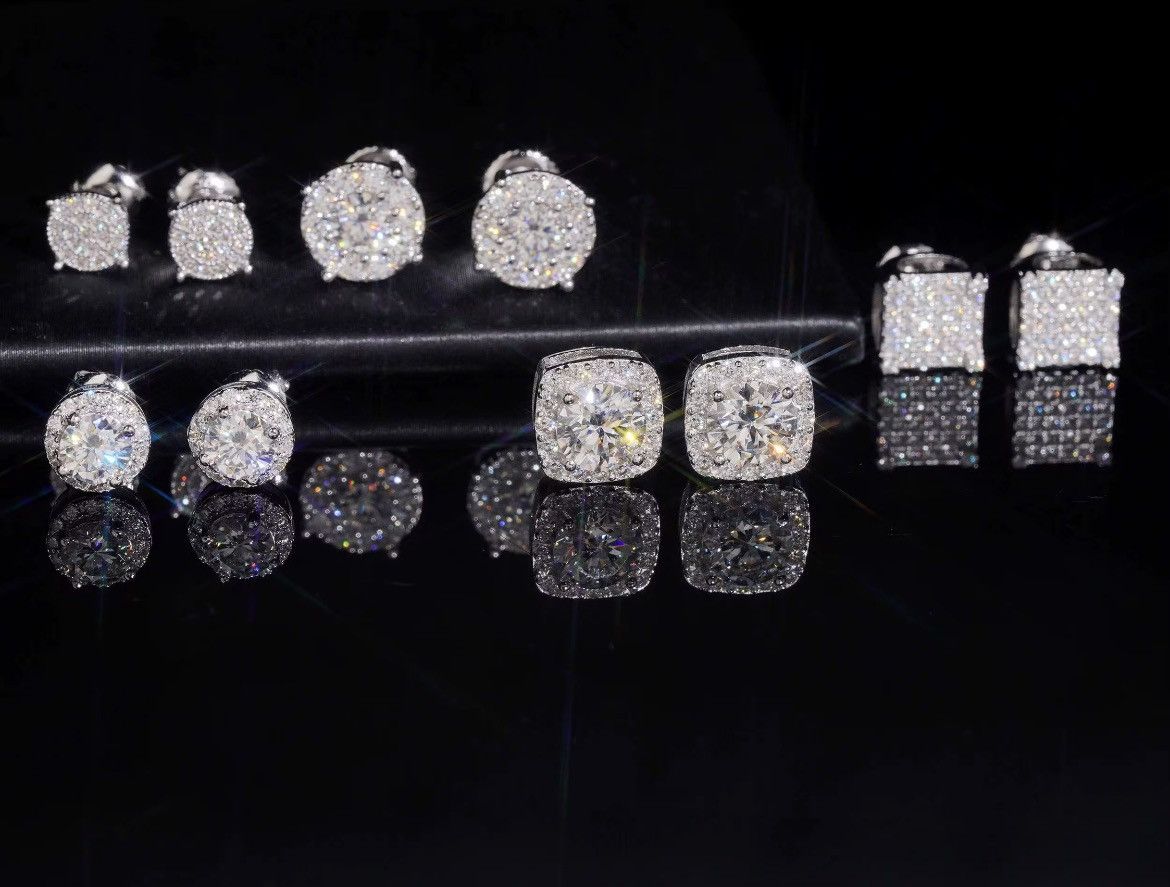 Other Iced Out 8mm Moissanite Earrings Size ONE SIZE - 3 Thumbnail