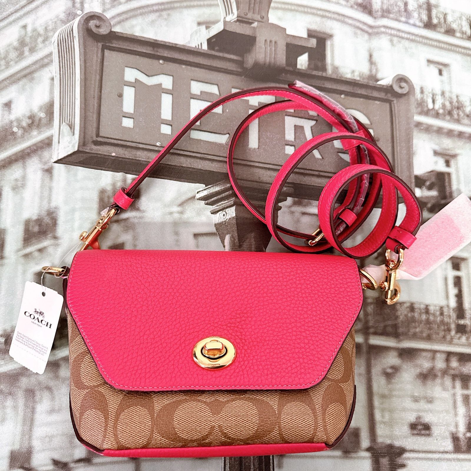 Coach Coach C2816 Karlee Crossbody Bag in Signature Leather Khaki Size ONE SIZE - 1 Thumbnail