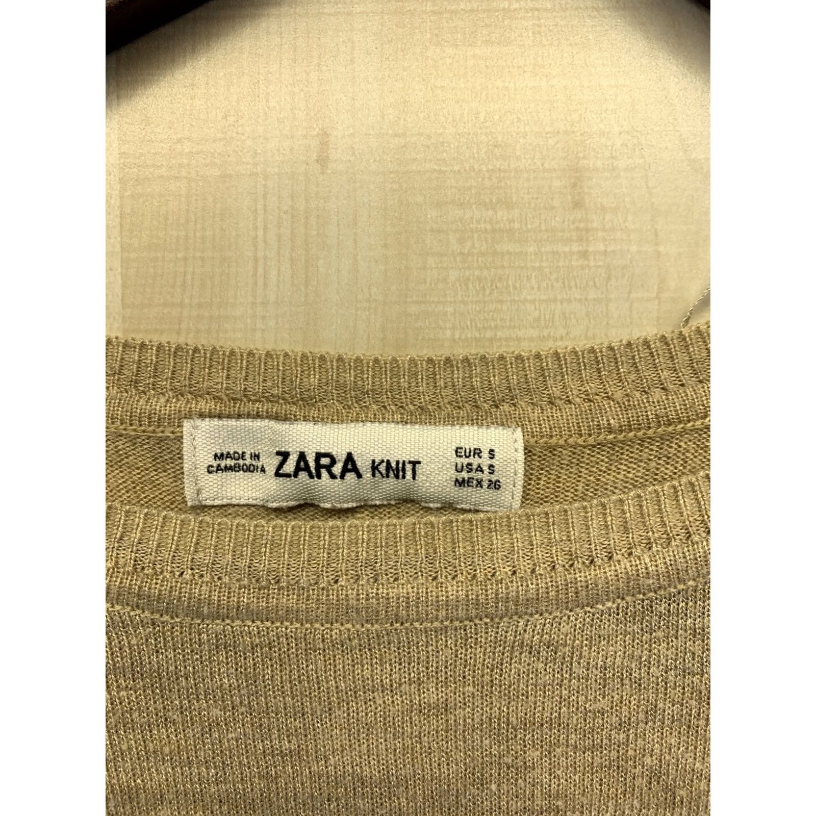 Zara Zara Sweater Women’s S Beige Knit Long Sleeve Crop Round Neck Pullover Size S / US 4 / IT 40 - 2 Thumbnail