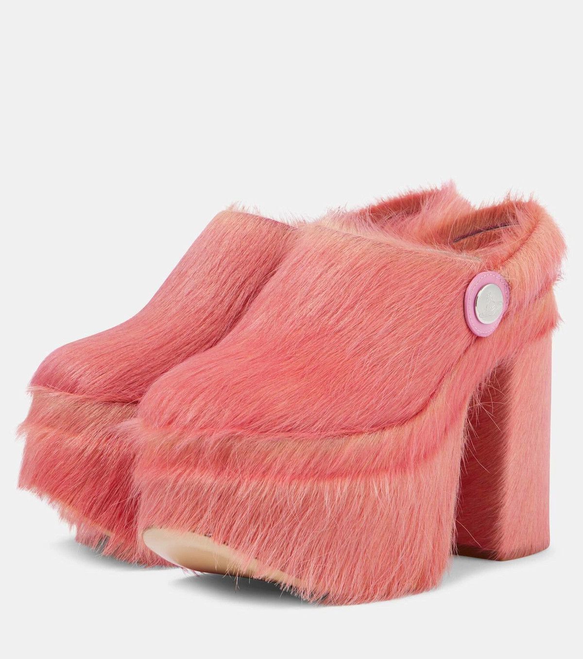 Vivienne Westwood o1f1d3z0426 Swamp Calf Hair Platform Clogs in Pink Size US 10 / IT 40 - 4 Thumbnail