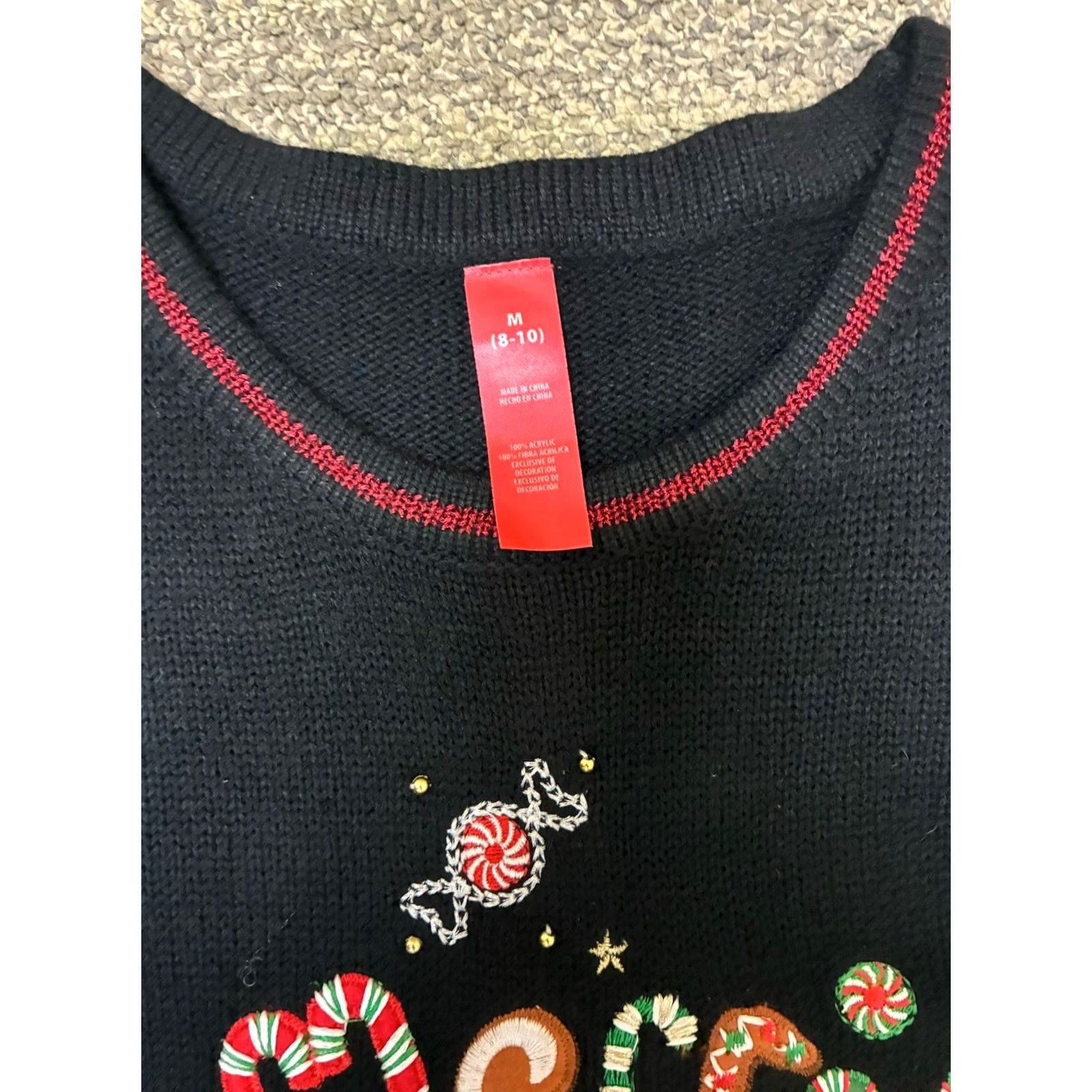 Vintage Holiday Time M Womens Sweater Embroidered Beaded Christmas Size M / US 6-8 / IT 42-44 - 4 Thumbnail