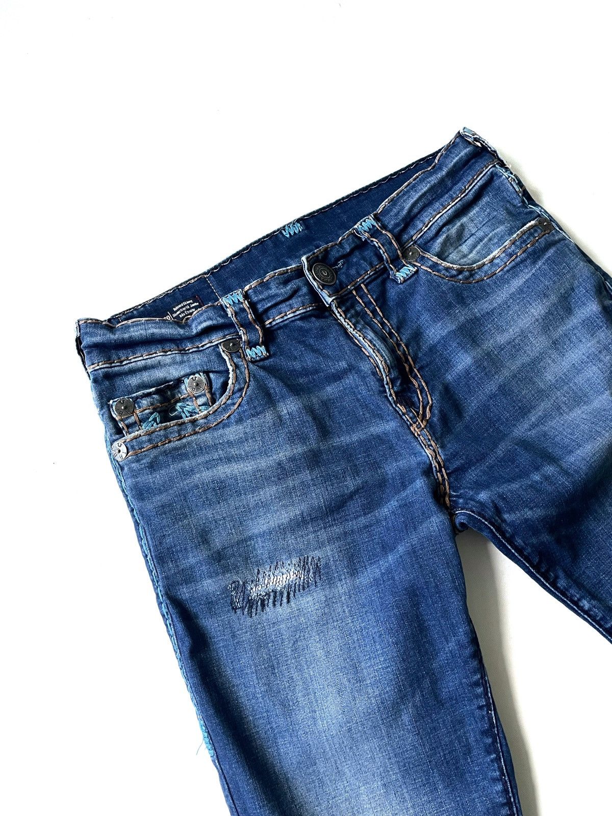 True Religion True Religion Men Blue Jeans Size 32 Super T Relaxed Skinny Size US 32 / EU 48 - 3 Thumbnail