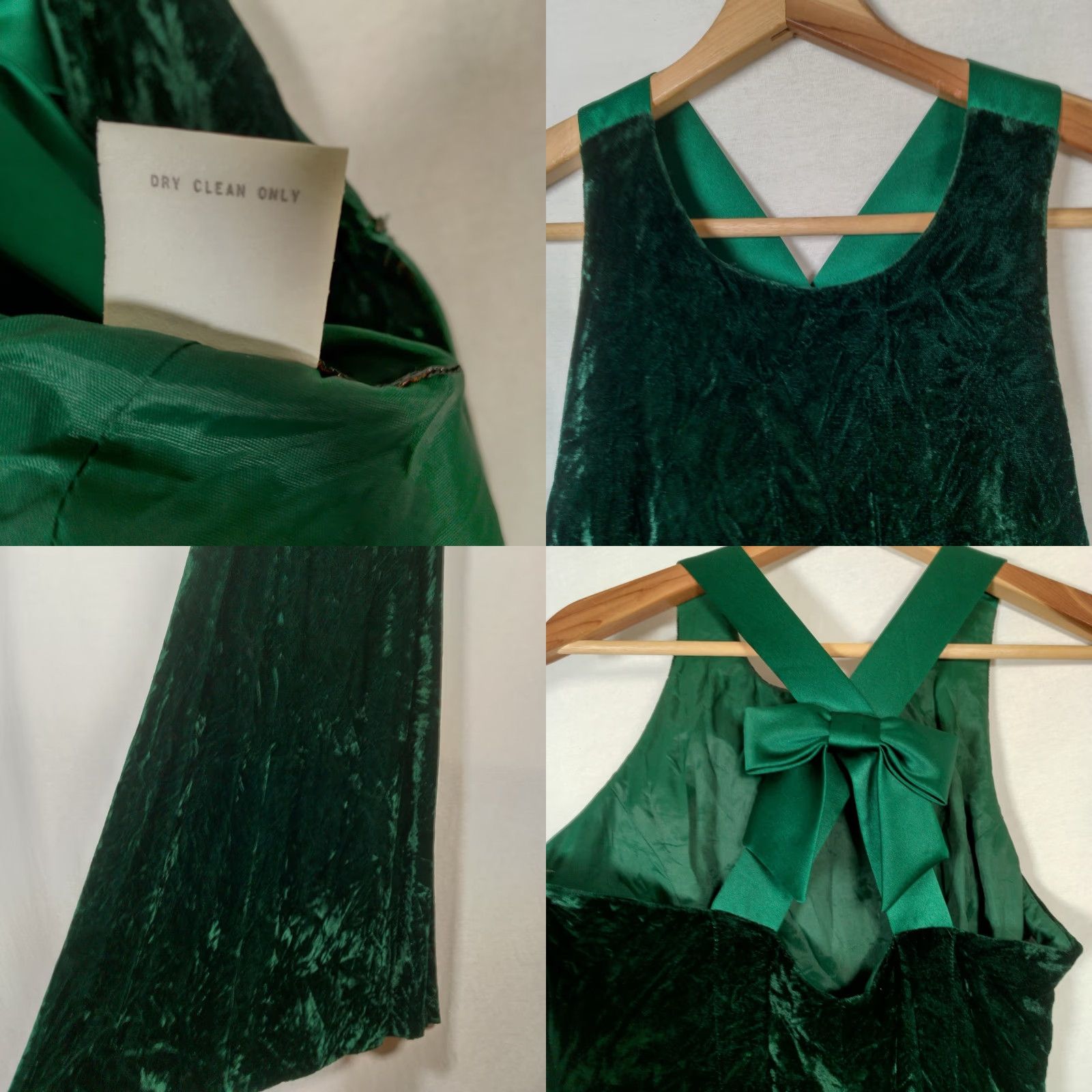 Vintage VINTAGE Donna Ricci Dress Women's Petite Long Sleeveless Green Velvet Formal Party Wedding 1990s Size S / US 4 / IT 40 - 8 Thumbnail