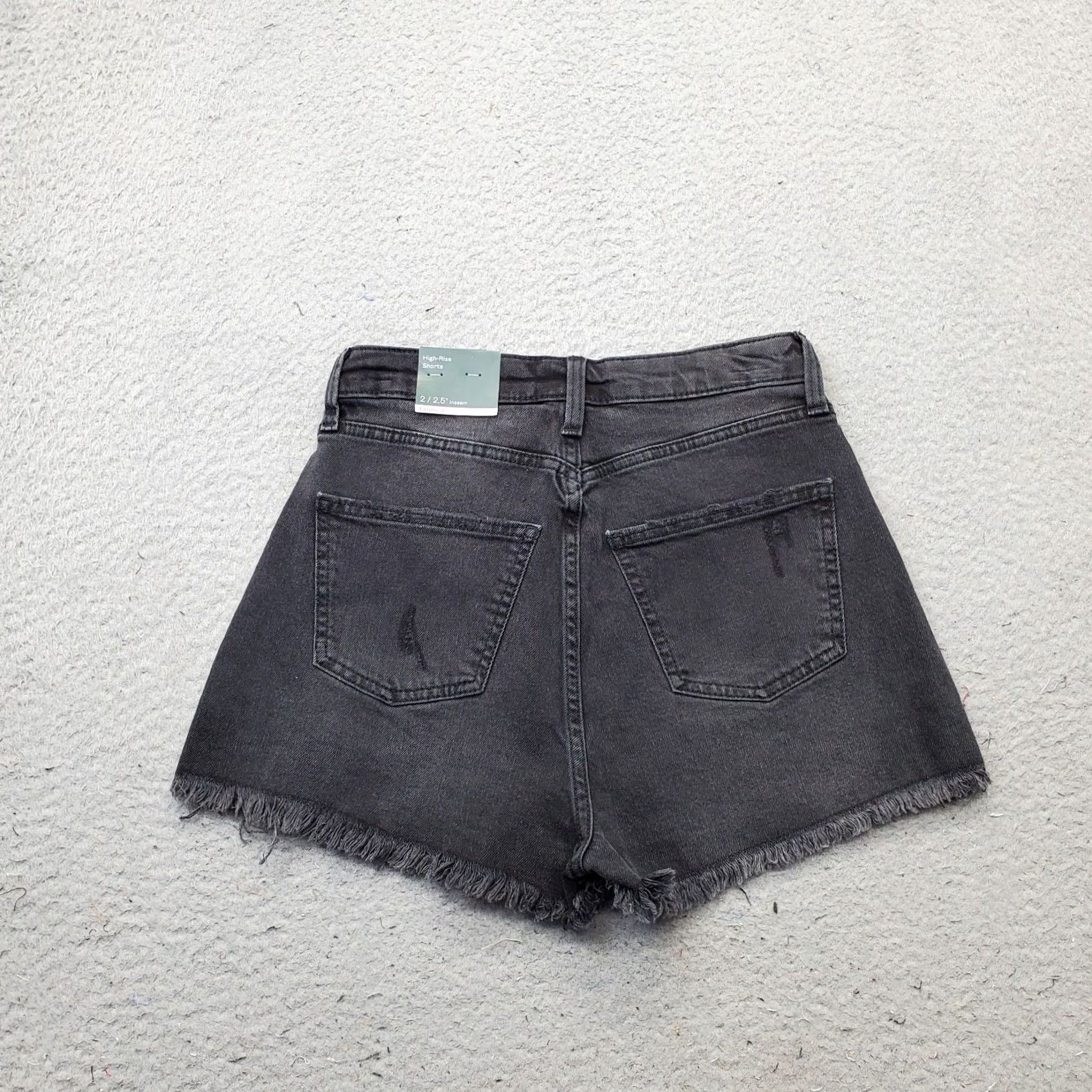 Vintage Wild Fable Womens 2 Black Denim Stretch High Rise Distressed Short(s) Casual Shirt? Size 26" / US 2 / IT 38 - 2 Thumbnail