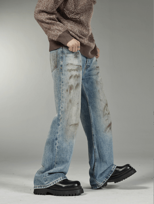 Japanese Brand × Vintage American retro loose wide-leg straight distressed jeans Size US 32 / EU 48 - 2 Thumbnail