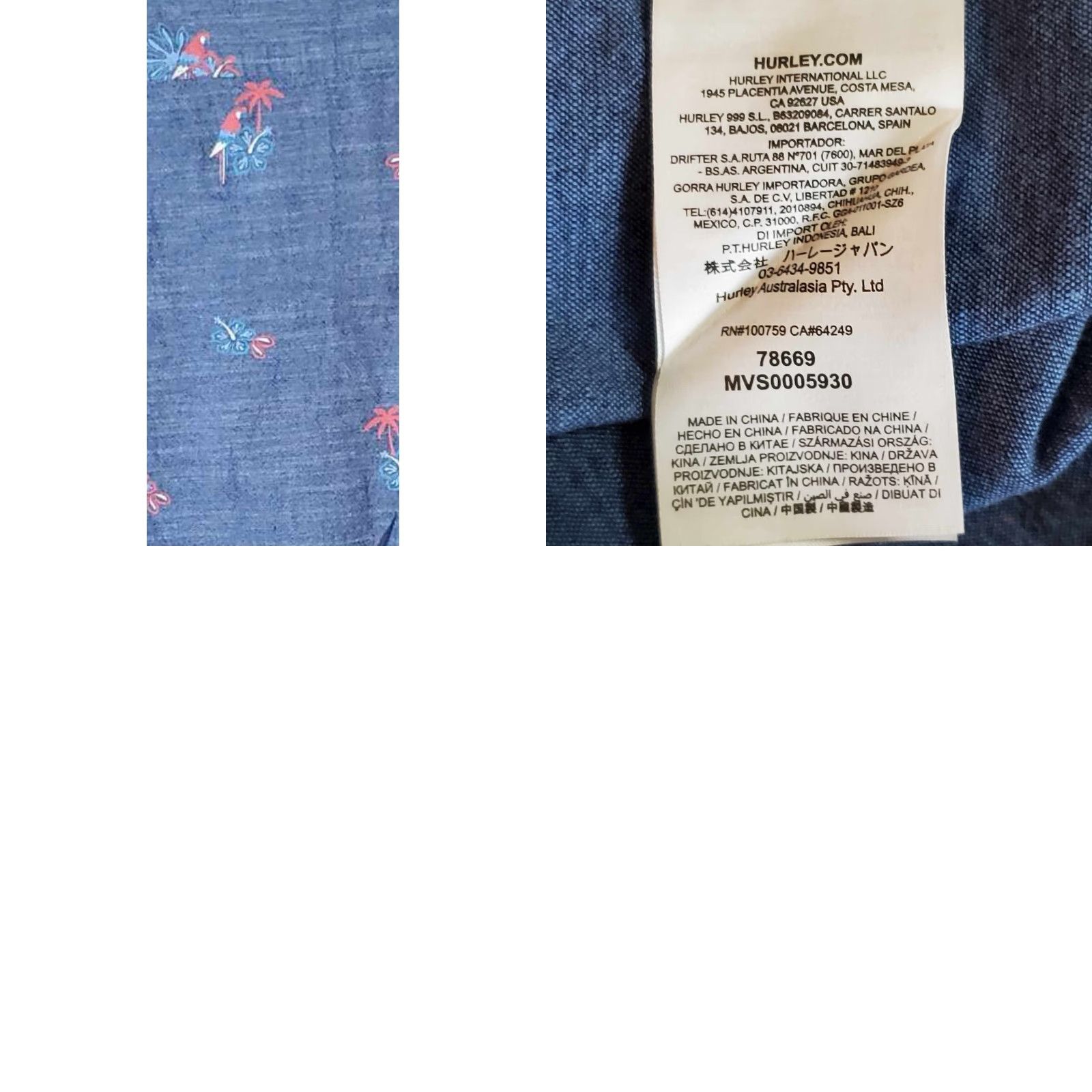 Hurley Hurley Button Up Hawaiian Shirt AOP Parrots Beach Mens M Surf Skate Y2K Multicolor Size US M / EU 48-50 / 2 - 8 Thumbnail
