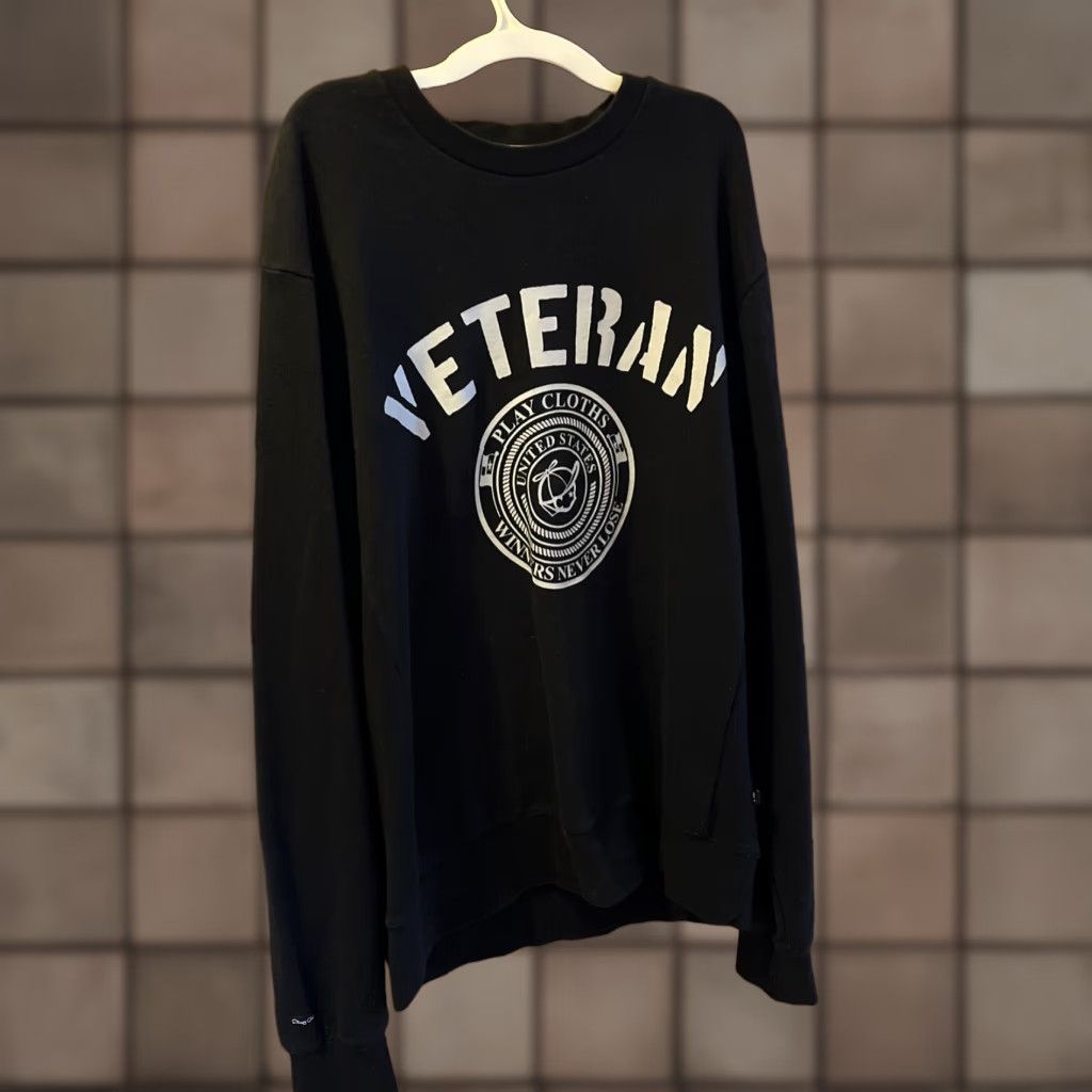Vintage Play Cloths Mens Long Sleeve Crewneck Sweatshirt, Black, Large, USA Streetwear, Graphic Print, Fall Winter 2010s Size US L / EU 52-54 / 3 - 1 Thumbnail