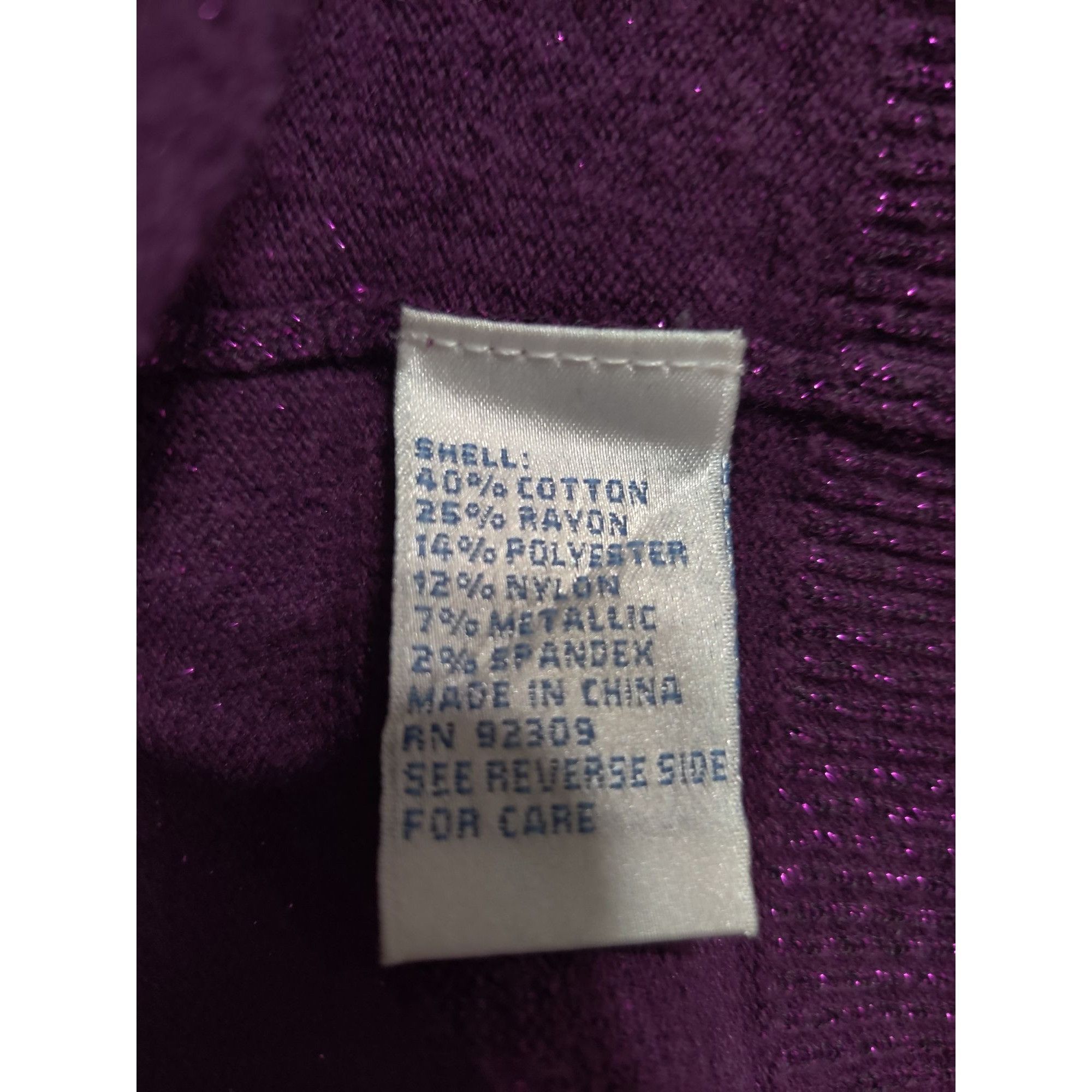 Other Plus Size 2X Womens Purple Sweater Metallic Shimmer Turtlene Size XXL / US 16-18 / IT 52-54 - 7 Thumbnail