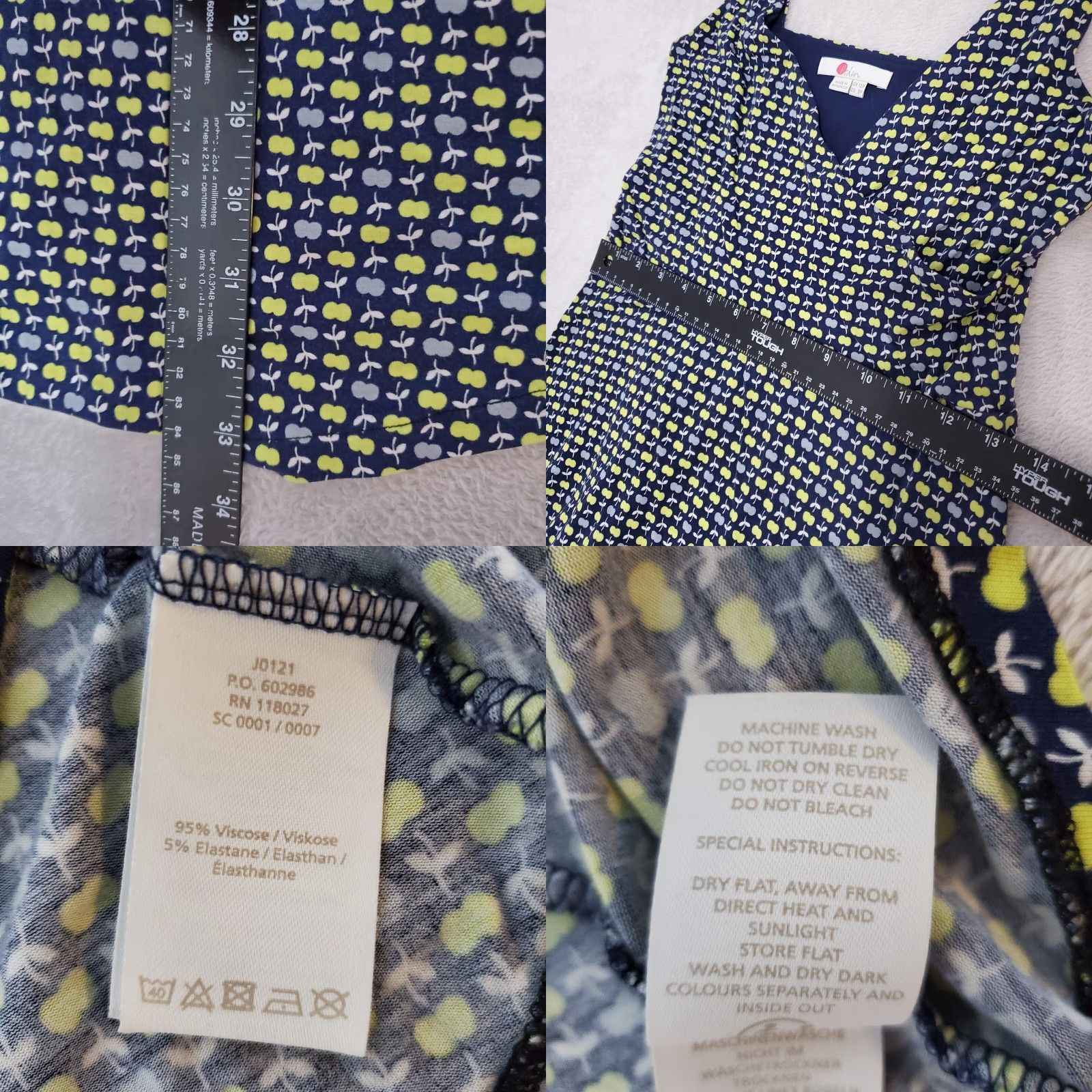 Boden Boden Willa Jersey Dress Womens 8P Blue Apple Print Sleeveless Faux Wrap Casual Size M / US 6-8 / IT 42-44 - 8 Thumbnail