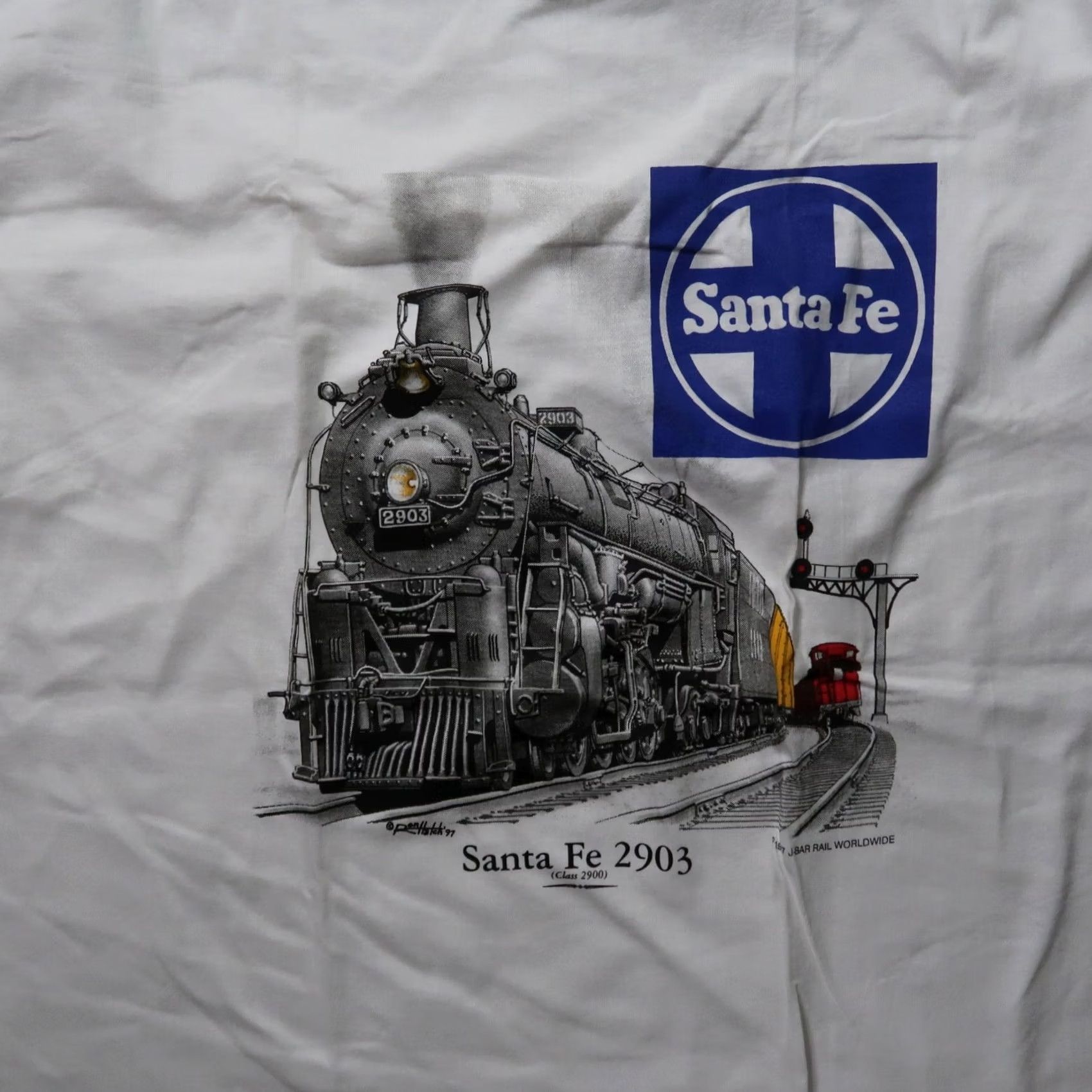 Hanes VINTAGE Hanes Santa Fe Railroad Shirt Mens Large White Short Sleeve 1990s Graphic Tee Size US L / EU 52-54 / 3 - 2 Thumbnail