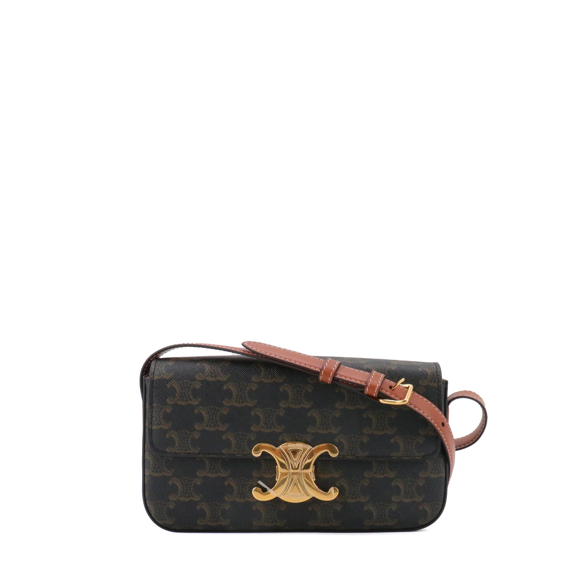 Celine CELINE - Claude Celine shoulder bag in monogrammed Triomphe coated canvas Size ONE SIZE - 1 Thumbnail