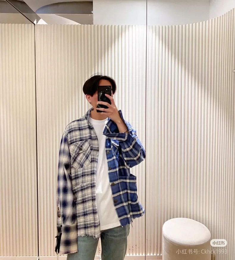 Greg Lauren greg lauren size 2 Men's plaid patchwork shirt 2506-Nextarr Size US M / EU 48-50 / 2 - 9 Thumbnail