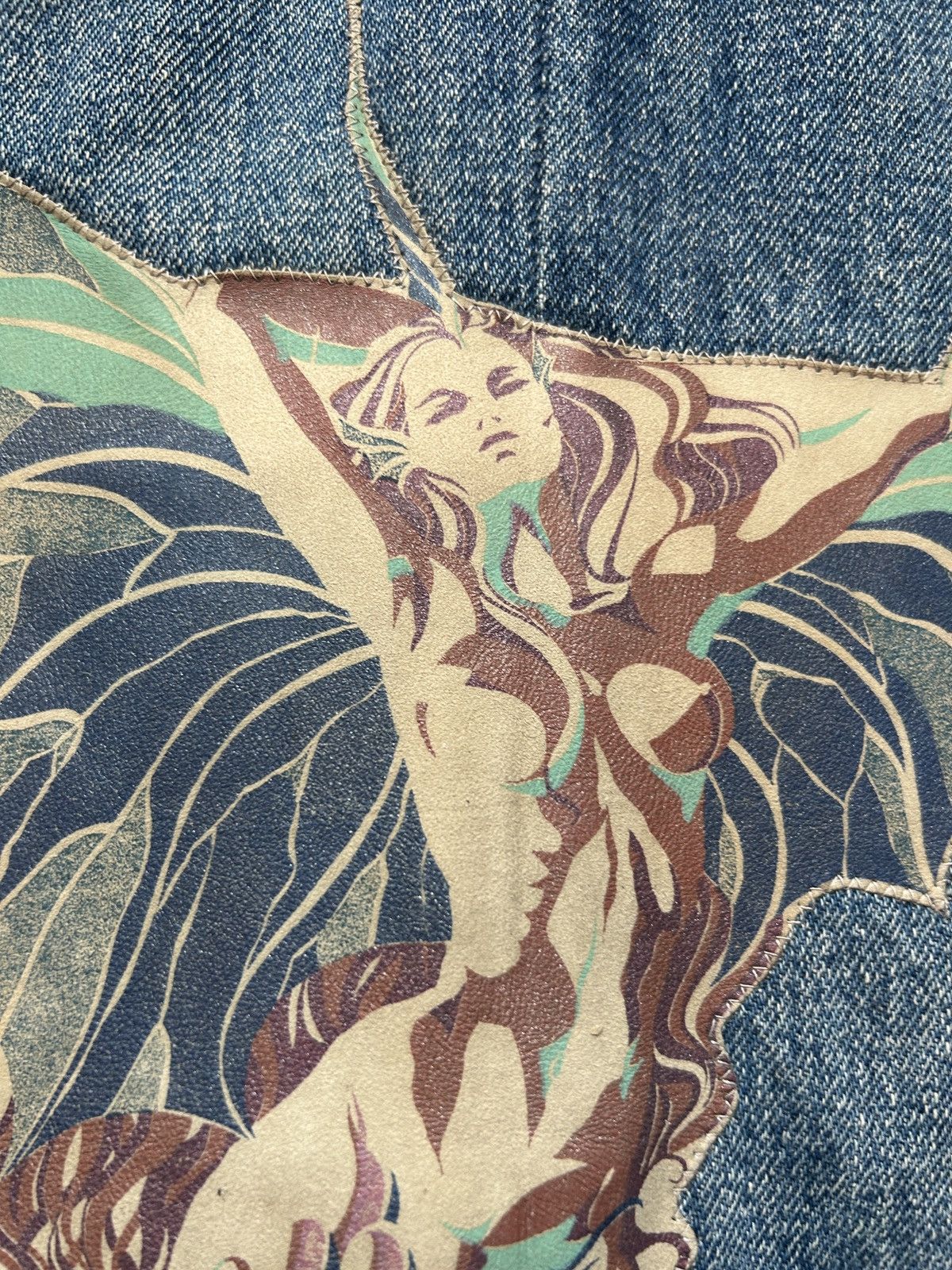 Roberto Cavalli 1970s Mermaid Patchwork Leather and Denim Blazer Size US S / EU 44-46 / 1 - 4 Thumbnail