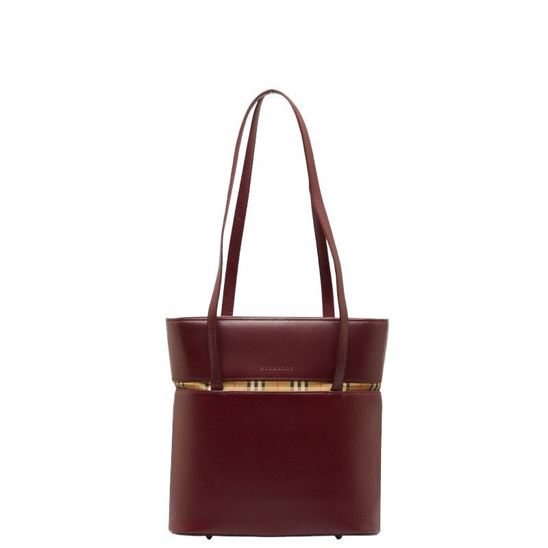 image of Burberry Leather Tote Bag in Red, Women's