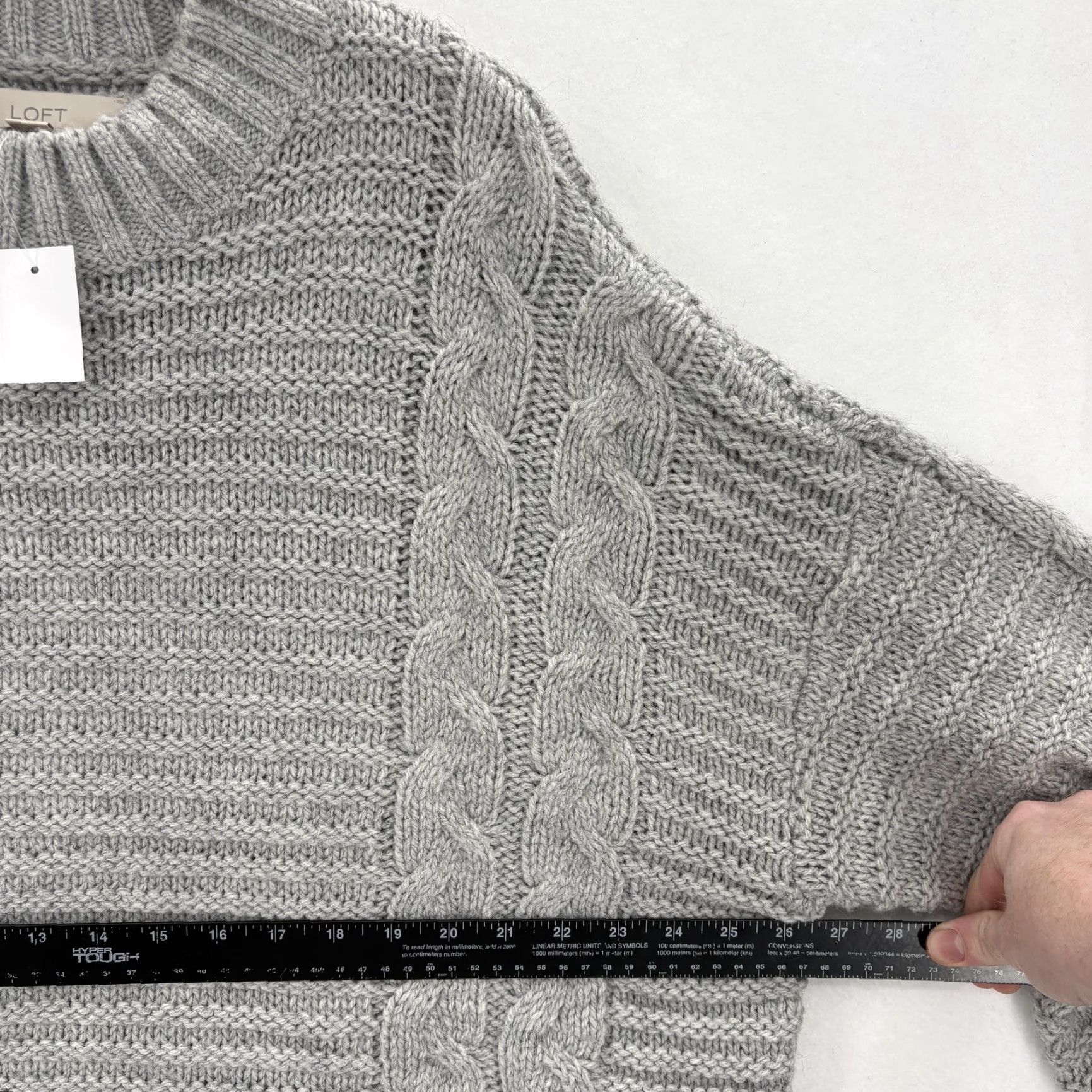 Loft LOFT Womens XXL Gray Cable-Knit Crew-Neck Pullover Sweater, Heavyweight, Regular, Knit, NWT Size XXL / US 16-18 / IT 52-54 - 4 Thumbnail