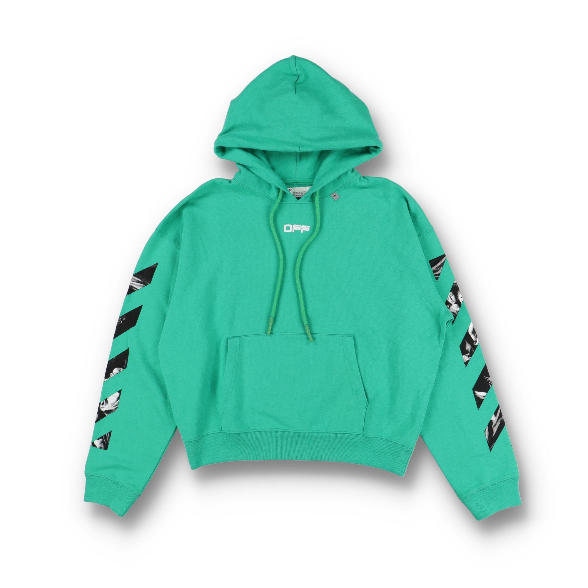 Off-White Green Caravaggio Diagonals Box Oversized Hoodie Size M / US 6-8 / IT 42-44 - 7 Thumbnail